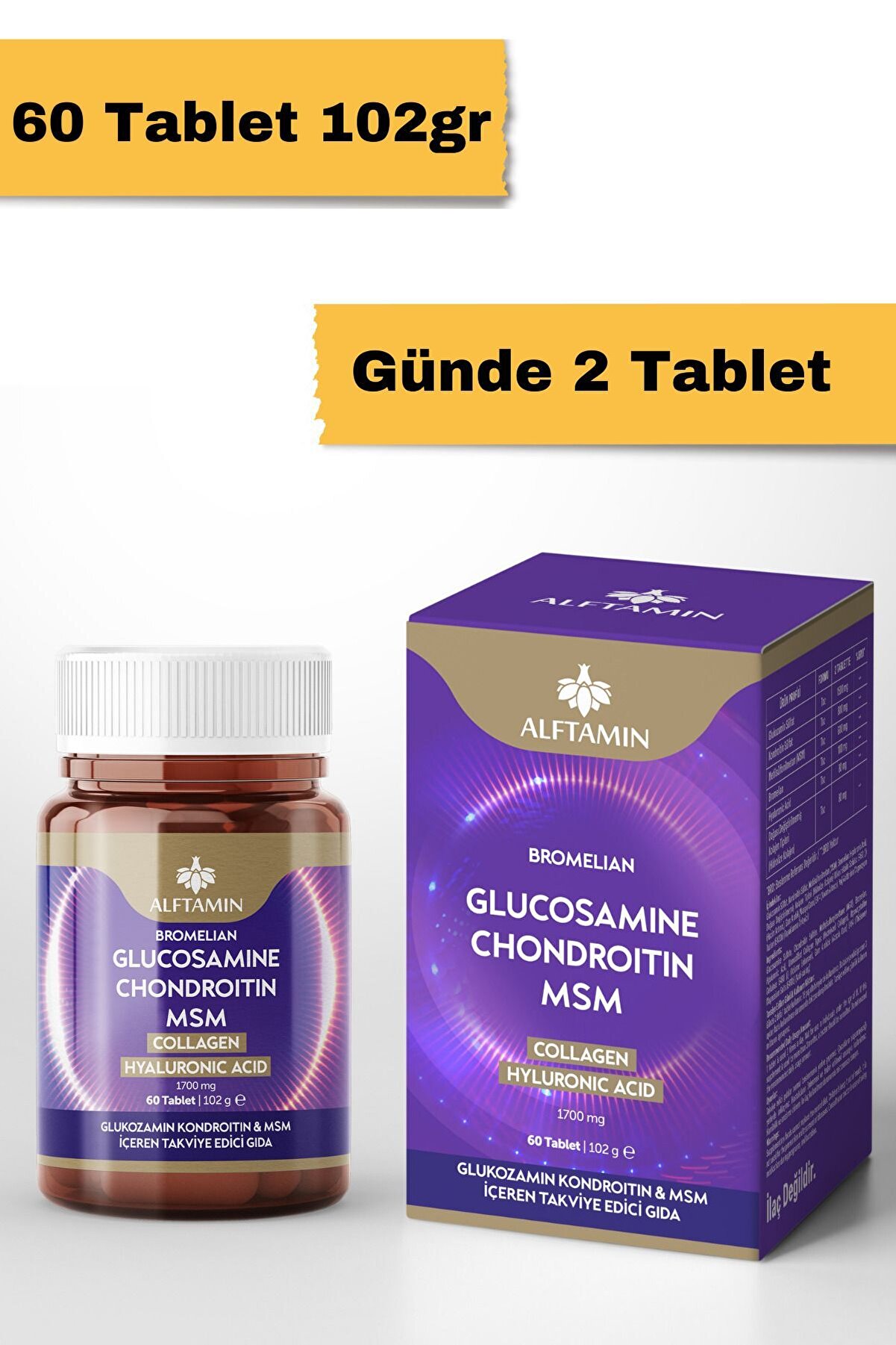 Glukozami̇n 60 Tablet Glucosamıne Chondroıtın Msm Kollajen Hyluroni̇k Asi̇t