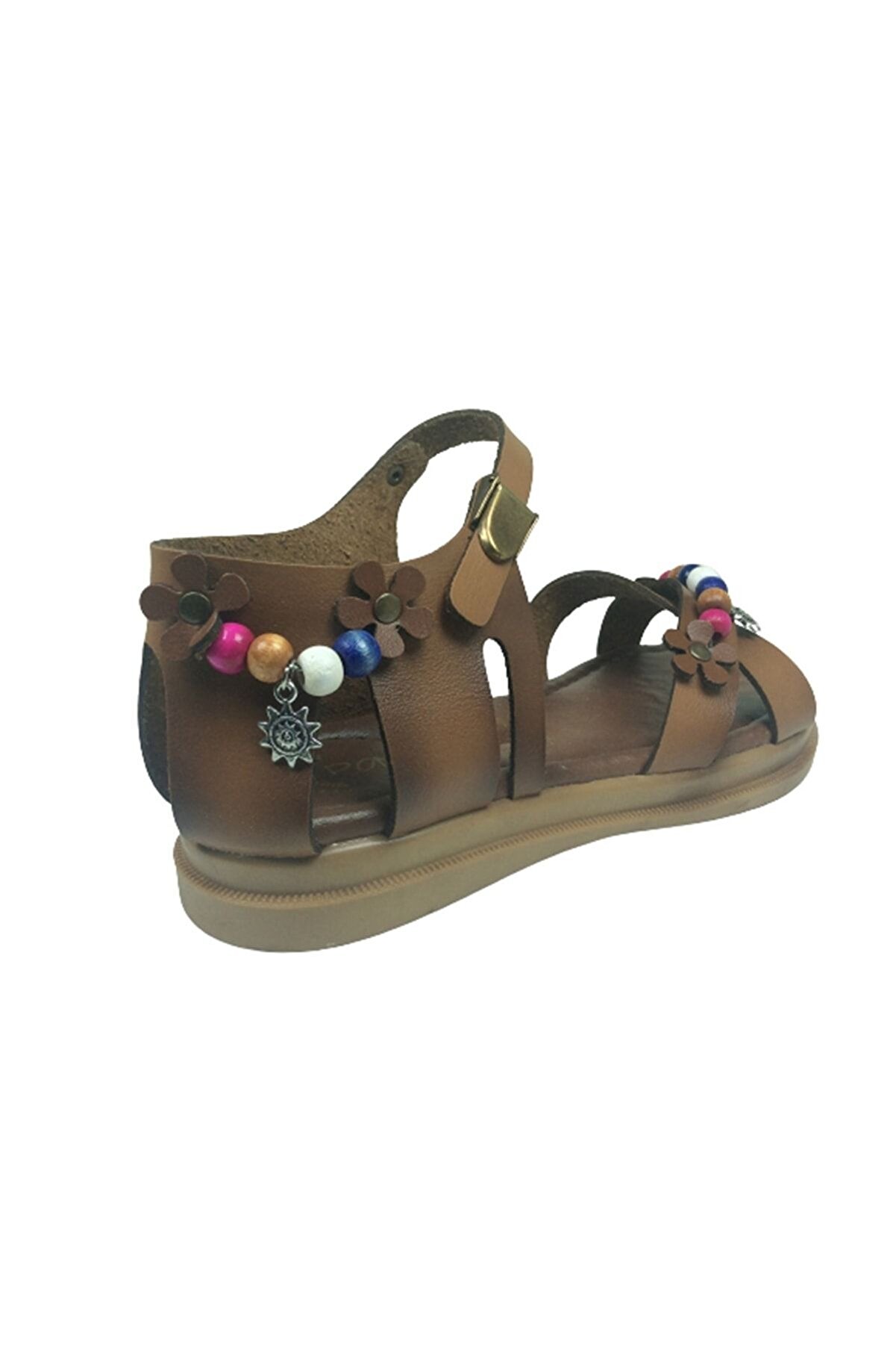 Grafen Fi̇let Kız Çocuk Sandalet Kahve Çapraz Atkılı Boncuklu Günlük Ayakkabı