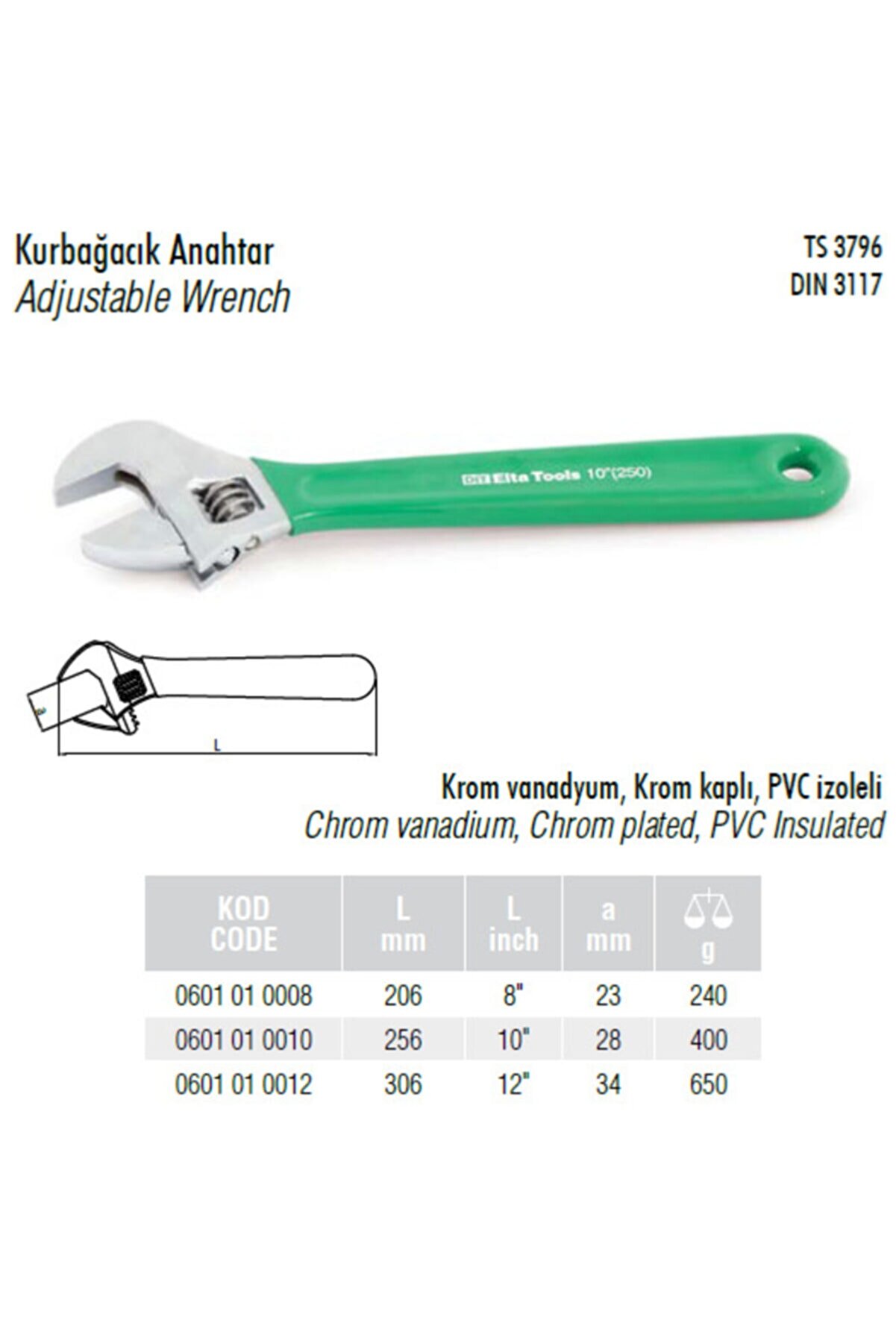 Kurbağacık 10" Ingi̇li̇z Anahtarı Kurbacık Anahtar 250 Mm