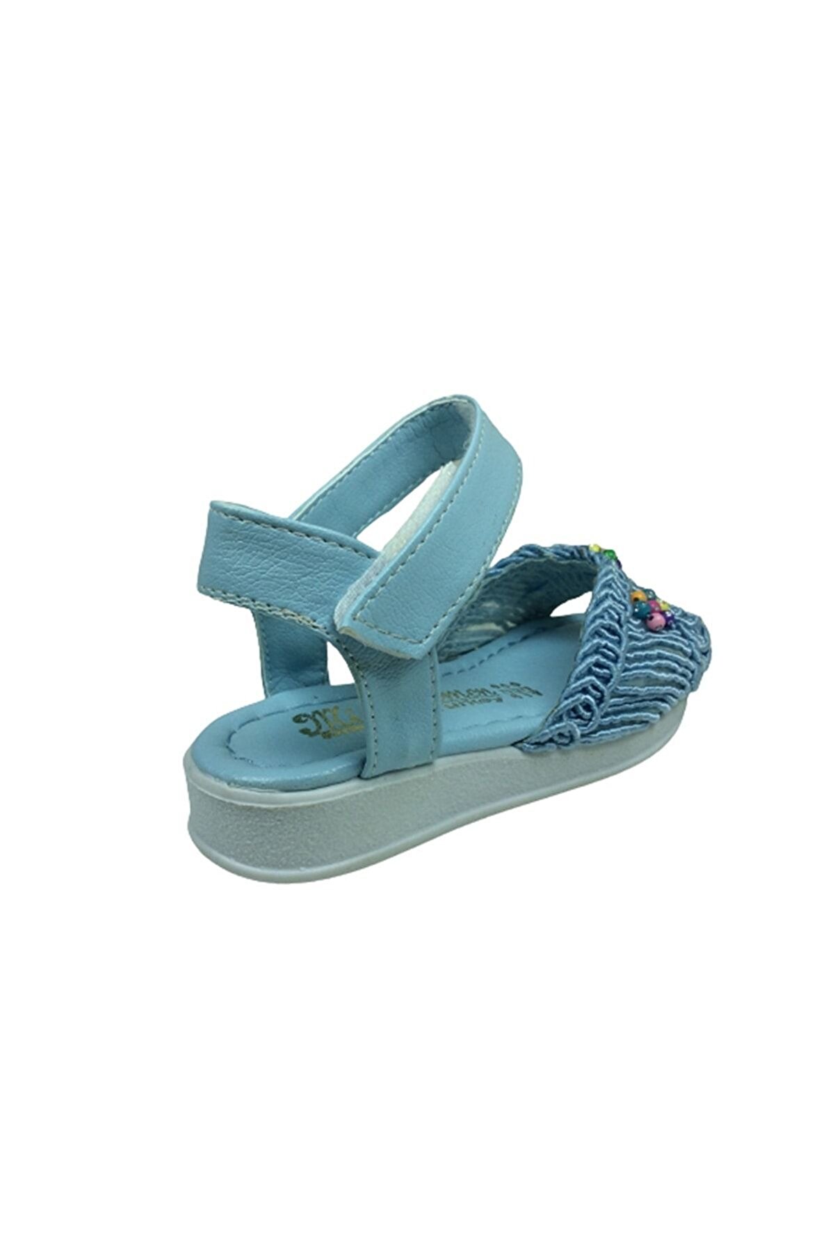 1506 (Plm) Pati̇k Kız Çocuk Sandalet Mavi̇ Dantelli̇ Örgülü Tri̇ko