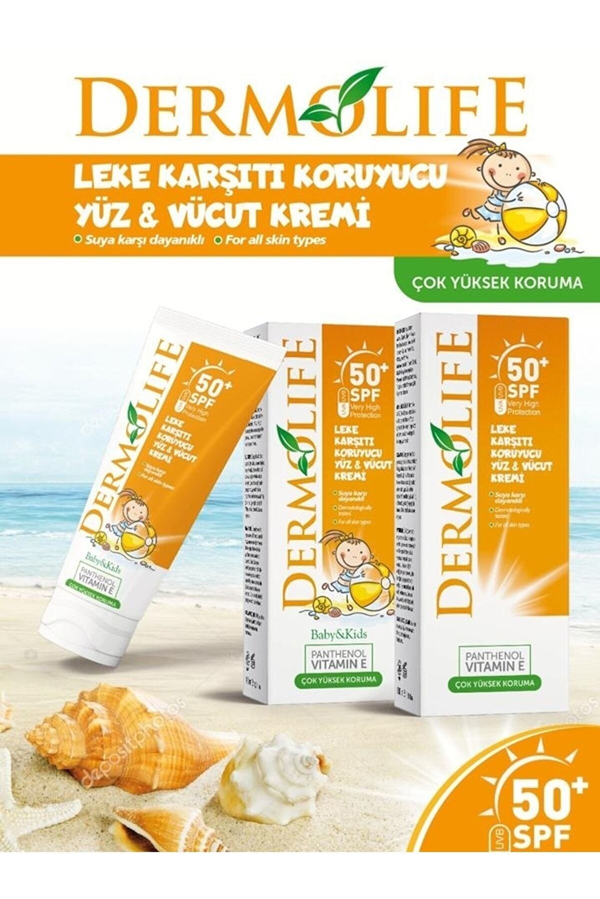 2 Adet Leke Karşıtı Yüz Ve Vücut Gunes Kremi̇ 50 Spf Suya Dayanıklı Panthenol Vi̇tami̇n E