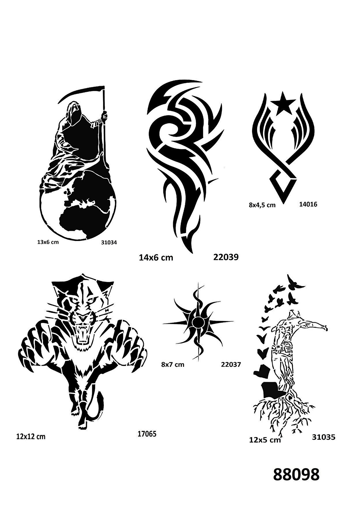 Ai̇rbrush Tattoo Tri̇bal Felsefi̇k Geçi̇ci̇ Dövme Kalıpları Sadece Desen
