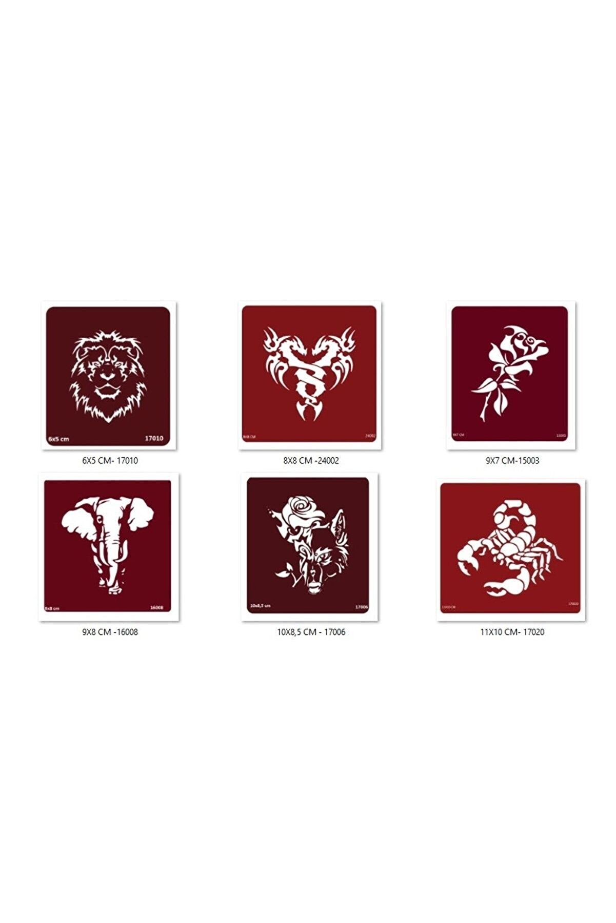 Ai̇rbrush Tattoo Aslan Fi̇l Geçi̇ci̇ Dövme Şablonu Seti̇ Sadece Desen