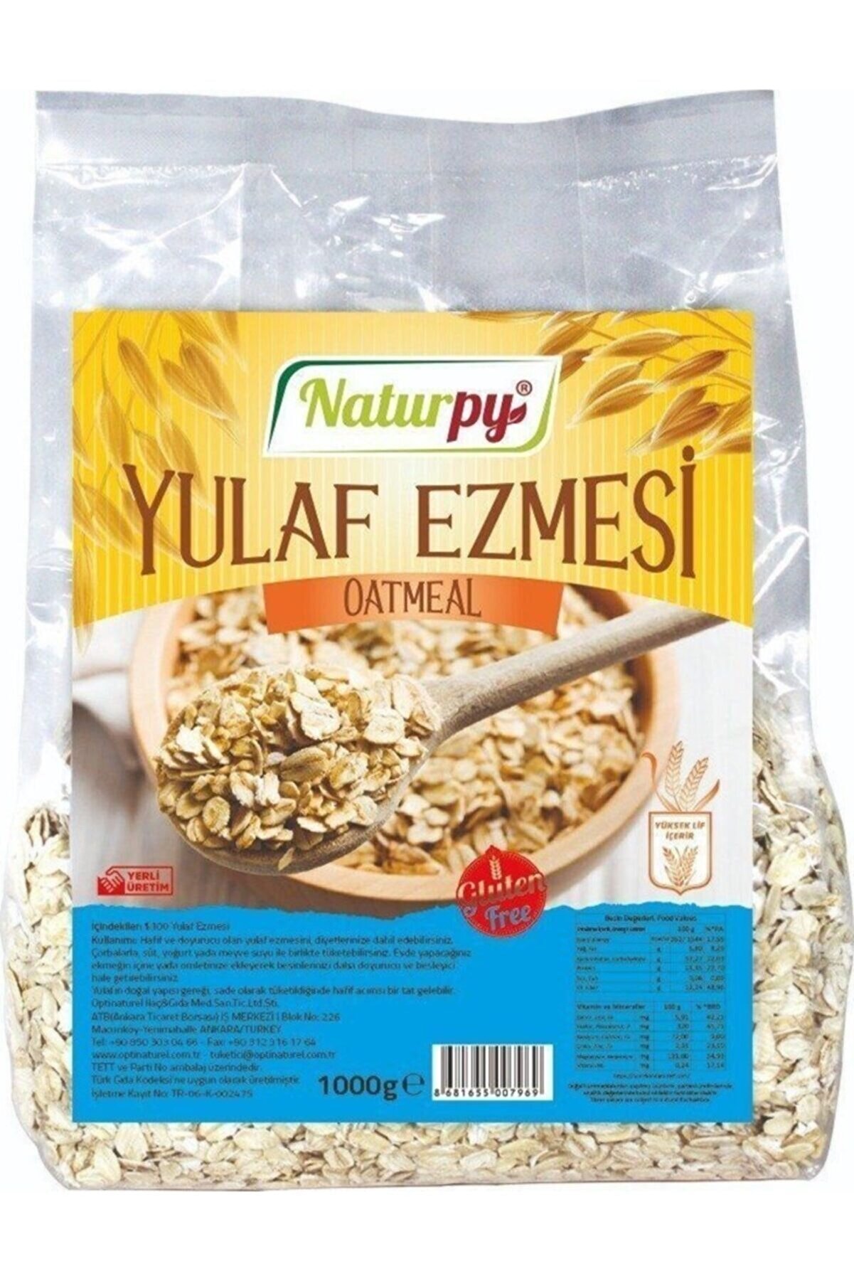 Naturpy Glutensiz Yulaf Ezmesi 1000 gr (YÜKSEK LİF İÇERİR)