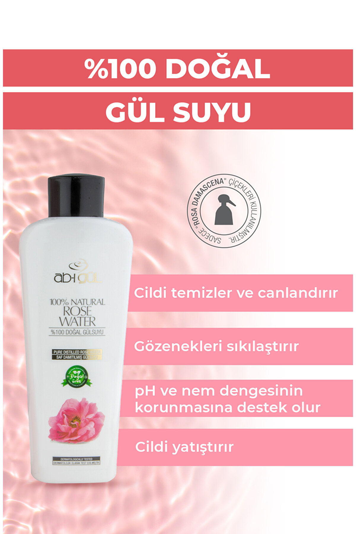 %100 Doğal Gül Suyu 300 Ml