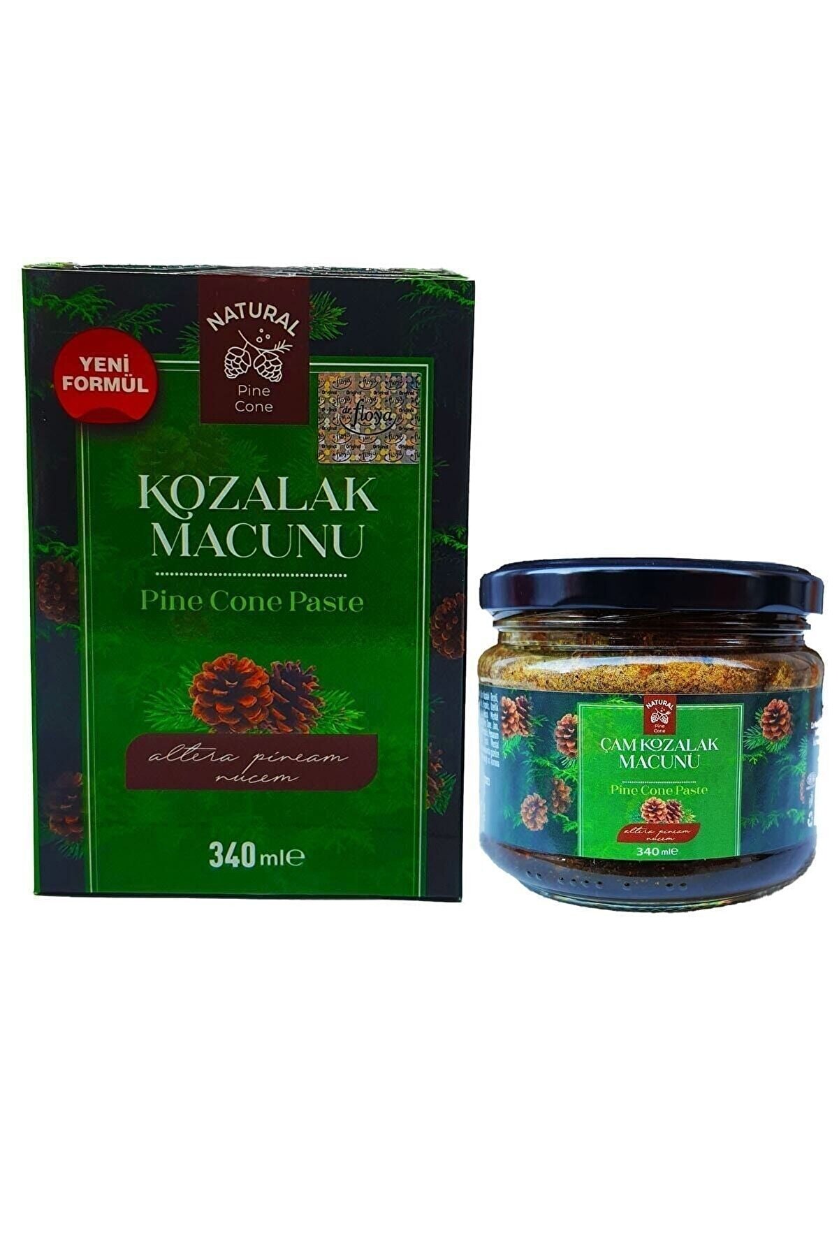 Natural Çam Kozalak Macunu Kara Mürver Karışımlı 340 Ml.