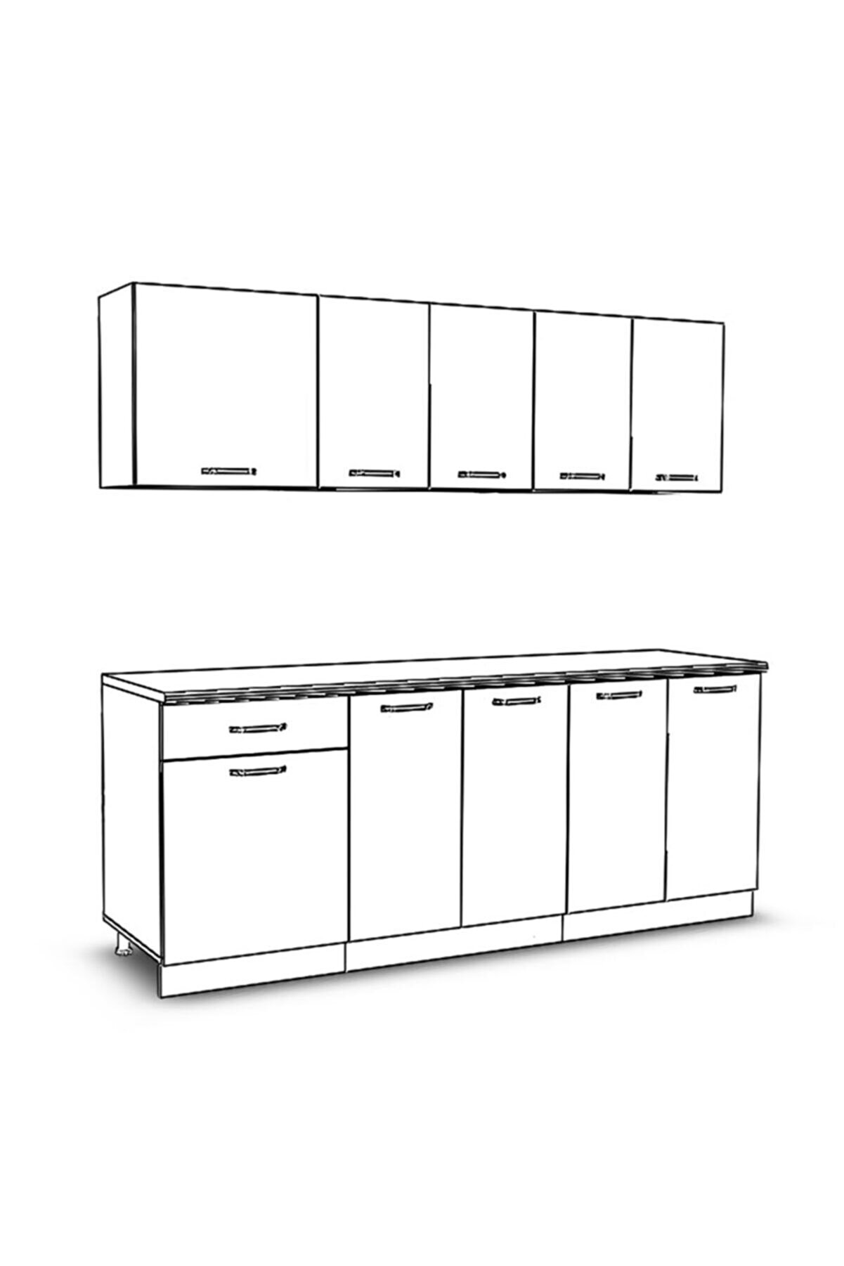 Vi̇sasconcept 220 Cm Ege Hazır Mutfak Dolabı Beyaz Ve Atlanti̇k &Ccedil;am(Tezgah Dahi̇l)