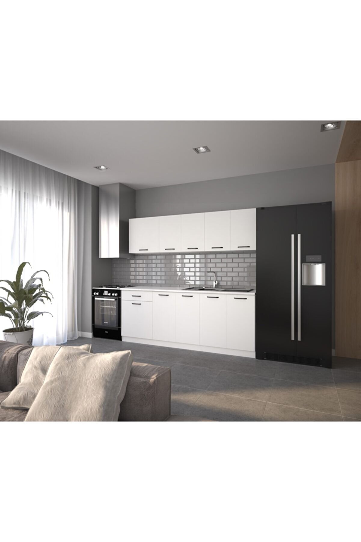 Vi̇sasconcept 220 Cm Kuzey Hazır Mutfak Dolabı Beyaz(Tezgah Dahi̇l)