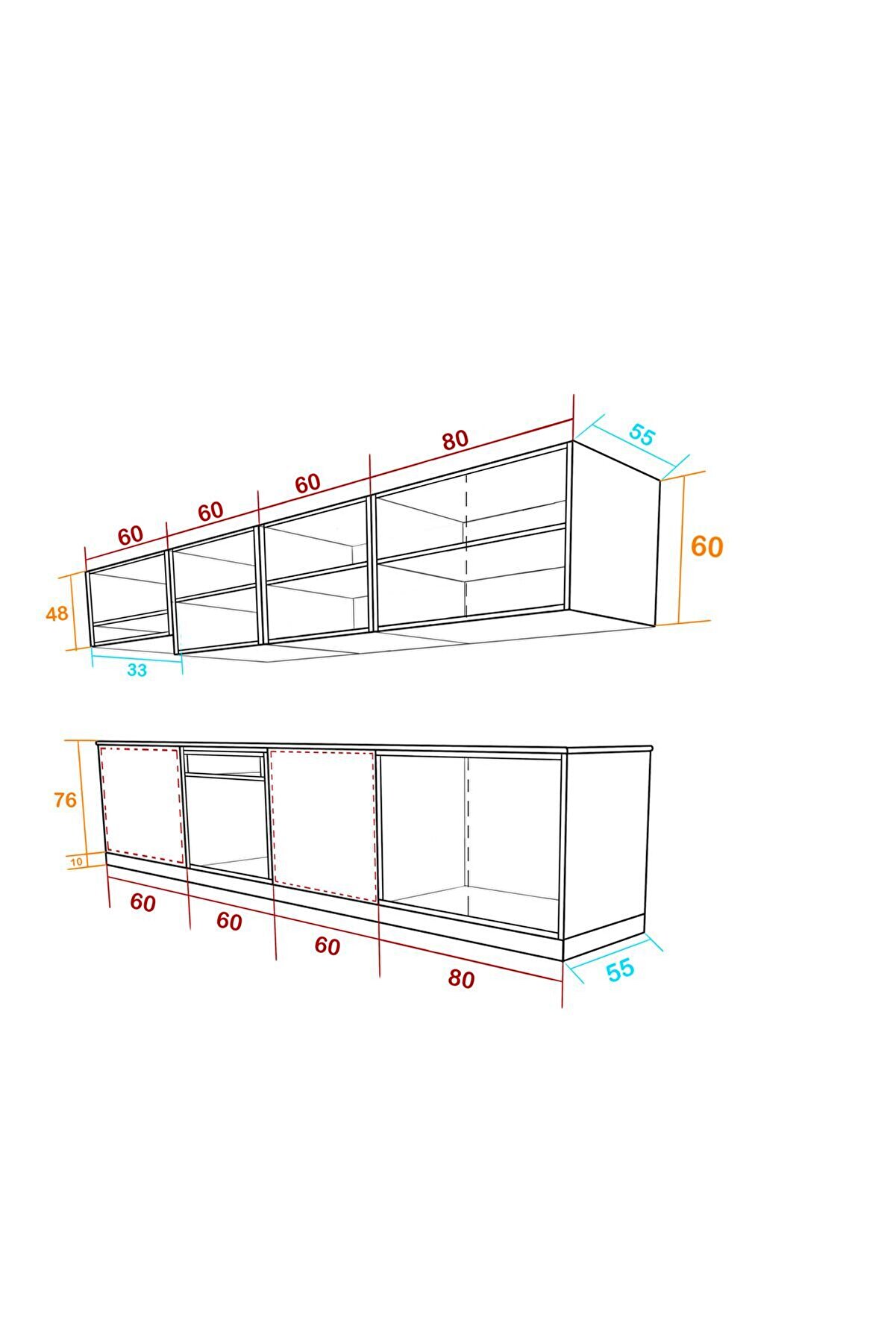 Vi̇sasconcept 260 Cm G&uuml;lden Hazır Mutfak Dolabı Aspi̇rat&ouml;r Mod&uuml;ll&uuml; Beyaz Ve Si̇yah(Tezgah Dahi̇l)