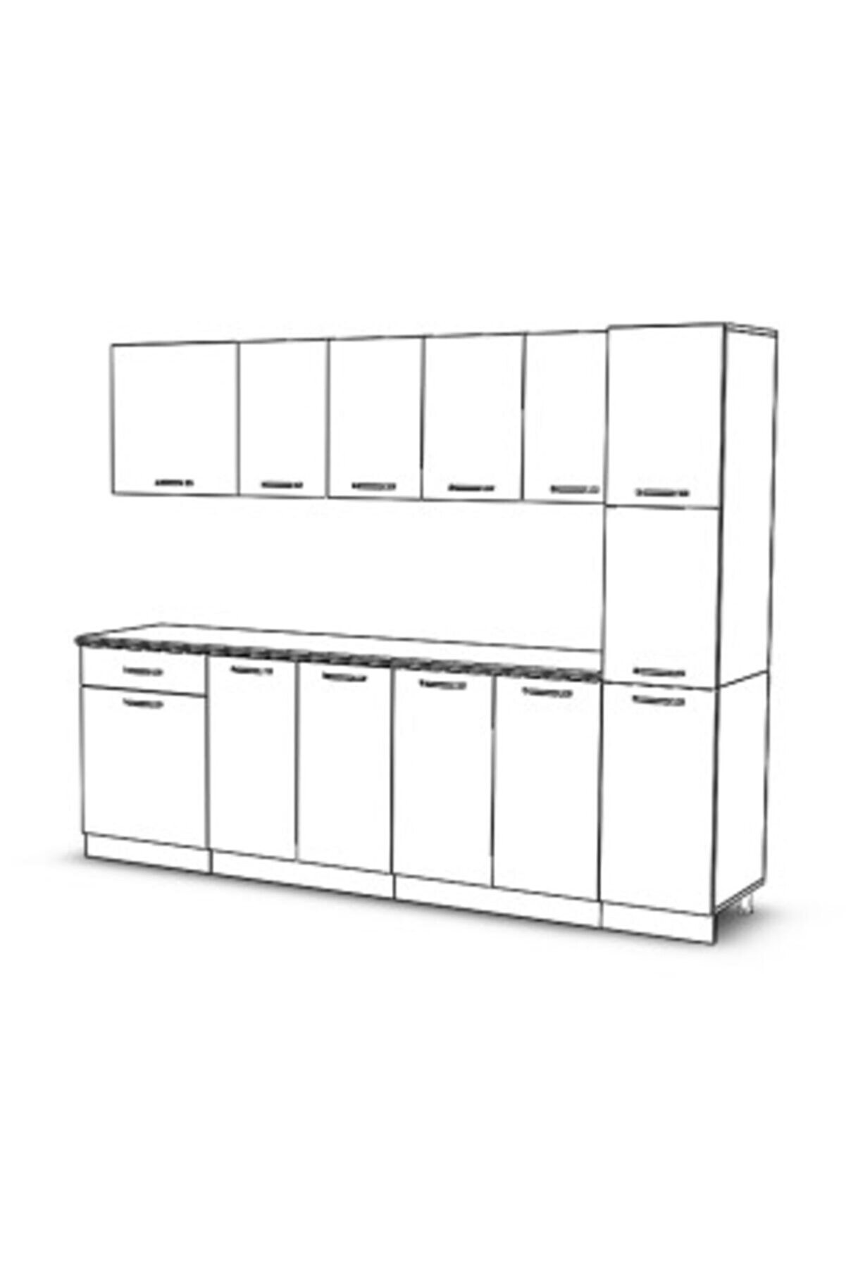 Vi̇sasconcept 260 Cm Kardelen Hazır Mutfak Dolabı Aspi̇rat&ouml;r Mod&uuml;ll&uuml; Beyaz(Tezgah Dahi̇l)