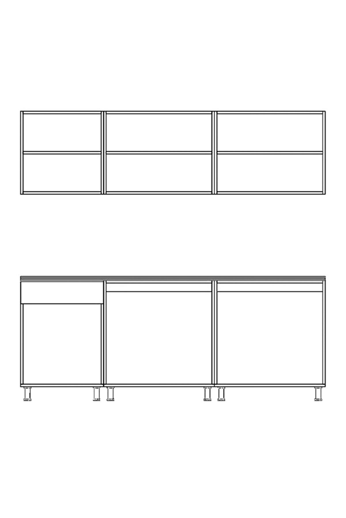 Vi̇sasconcept 220 Cm Ege Hazır Mutfak Dolabı Beyaz Ve Atlanti̇k &Ccedil;am(Tezgah Dahi̇l)