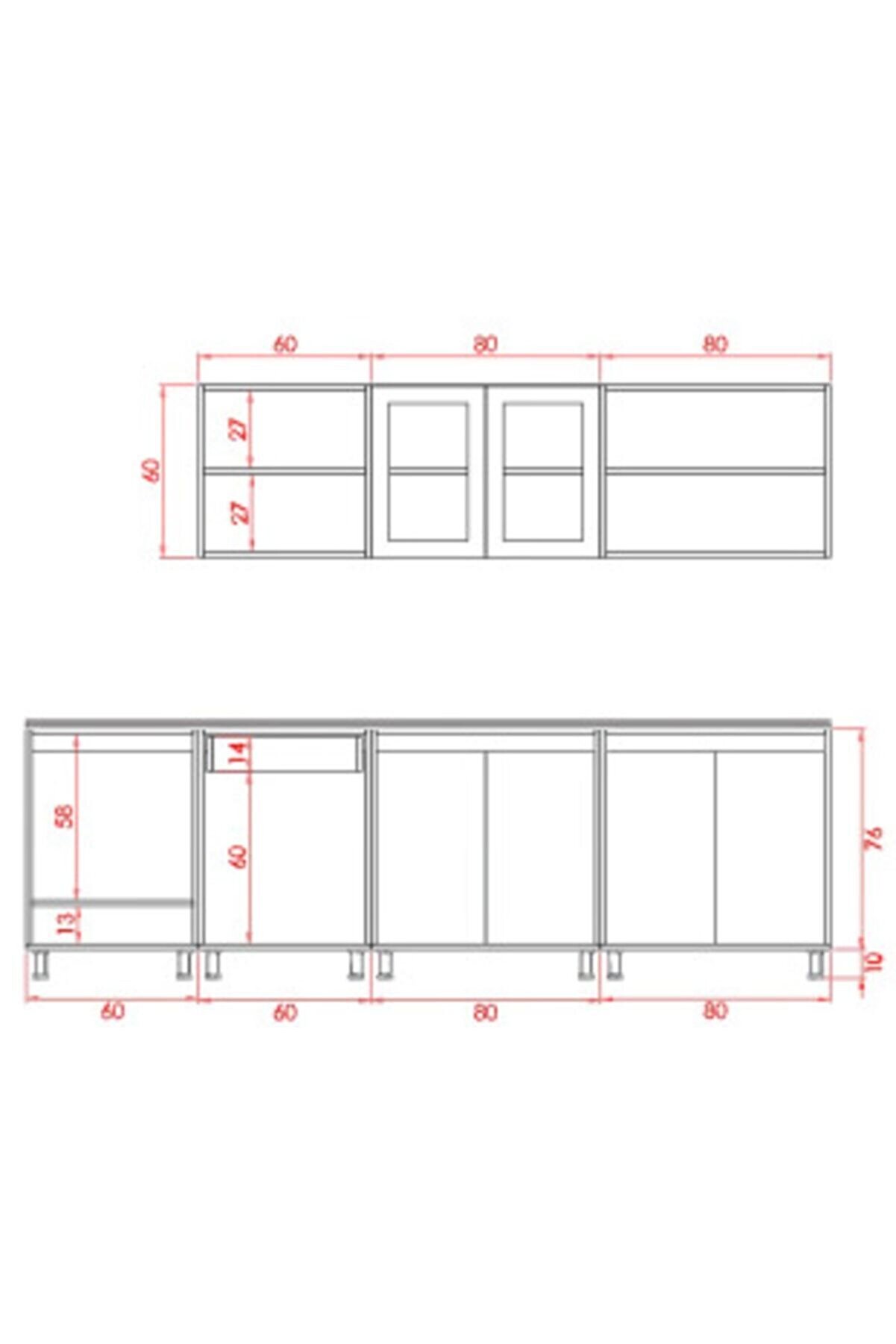 Vi̇sasconcept 280 Cm Ni̇l&uuml;fer Hazır Mutfak Dolabı Hıgh-Gloss Cam Kapaklı M&uuml;rd&uuml;m(Tezgah Dahi̇l)