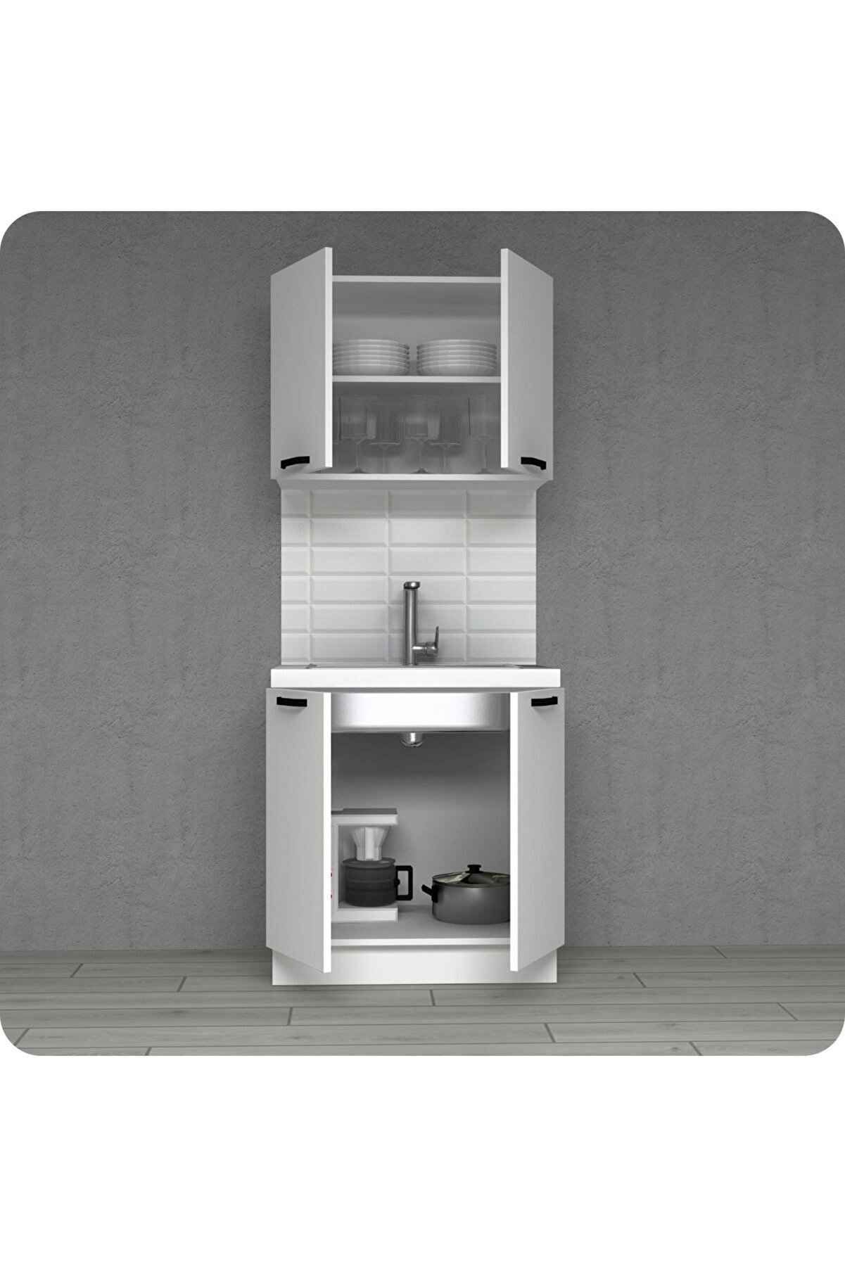 Vi̇sasconcept 80 Cm &Ccedil;ok Ama&ccedil;lı Mutfak Dolabı Ofi̇s Ti̇pi̇ Hazır Mutfak Tezgah Dahi̇l