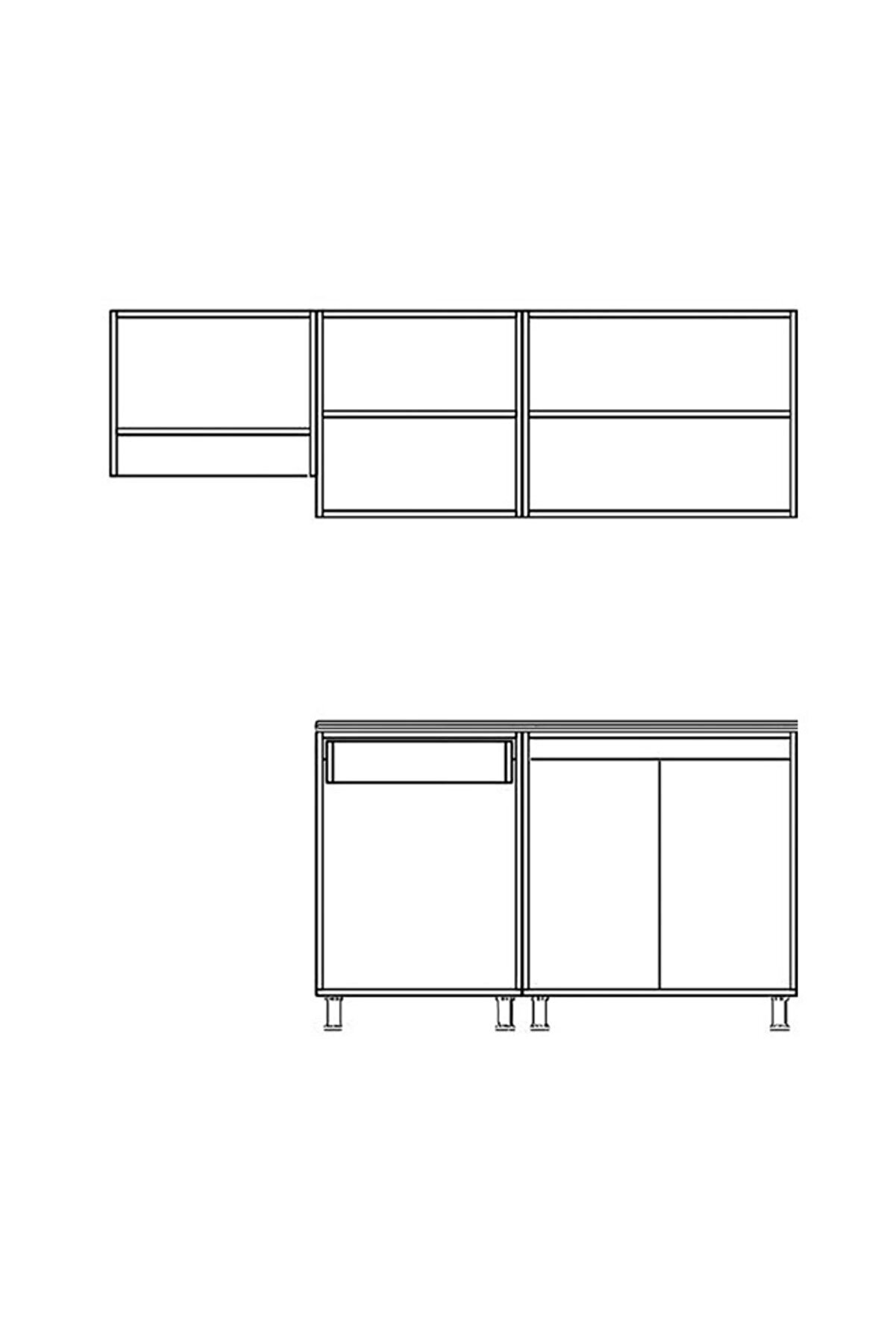 Vi̇sasconcept 200 Cm Damla Hazır Mutfak Dolabı Aspi̇rat&ouml;r Mod&uuml;ll&uuml; Antrasi̇t Ve Atlanti̇k &Ccedil;am (Tezgah Dahi̇l)