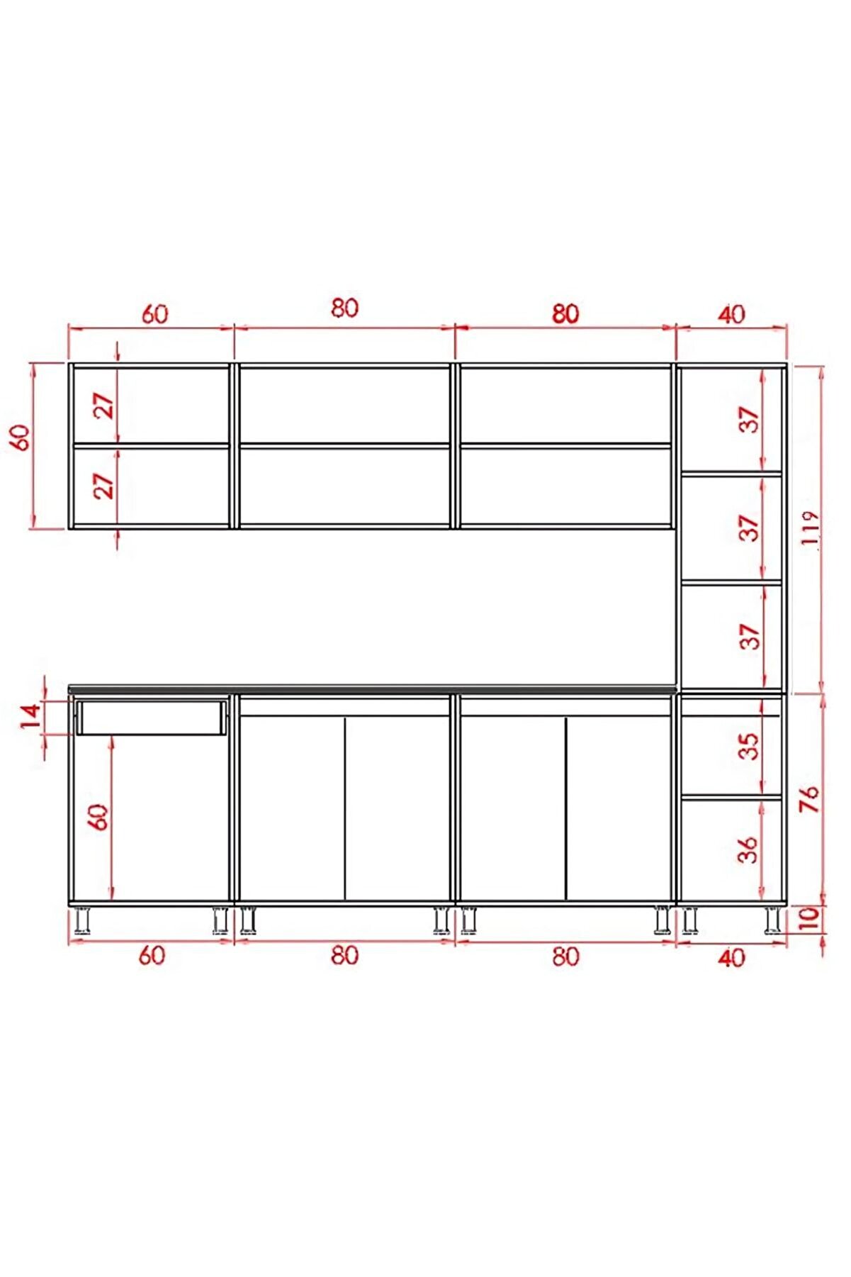 Vi̇sasconcept 260 Cm G&uuml;lbahar Hazır Mutfak Dolabı Aspi̇rat&ouml;r Mod&uuml;ll&uuml; Parlak Beyaz Ve M&uuml;rd&uuml;m(Tezgah Dahi̇l)