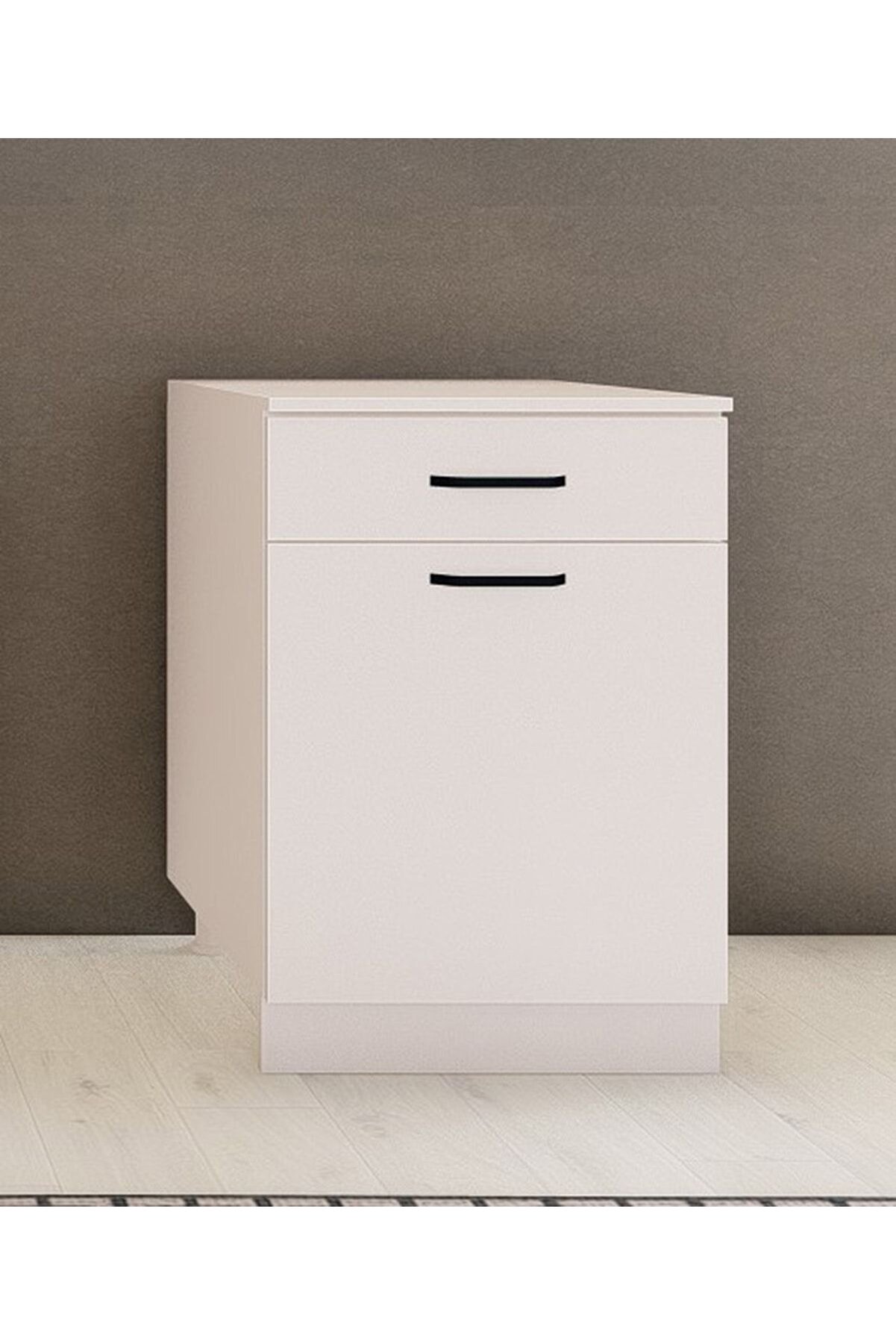 Vi̇sasconcept 60 Cm Tek &Ccedil;ekmeceli̇ Mutfak Alt Mod&uuml;l&uuml; Beyaz &Uuml;st Panel Dahi̇l