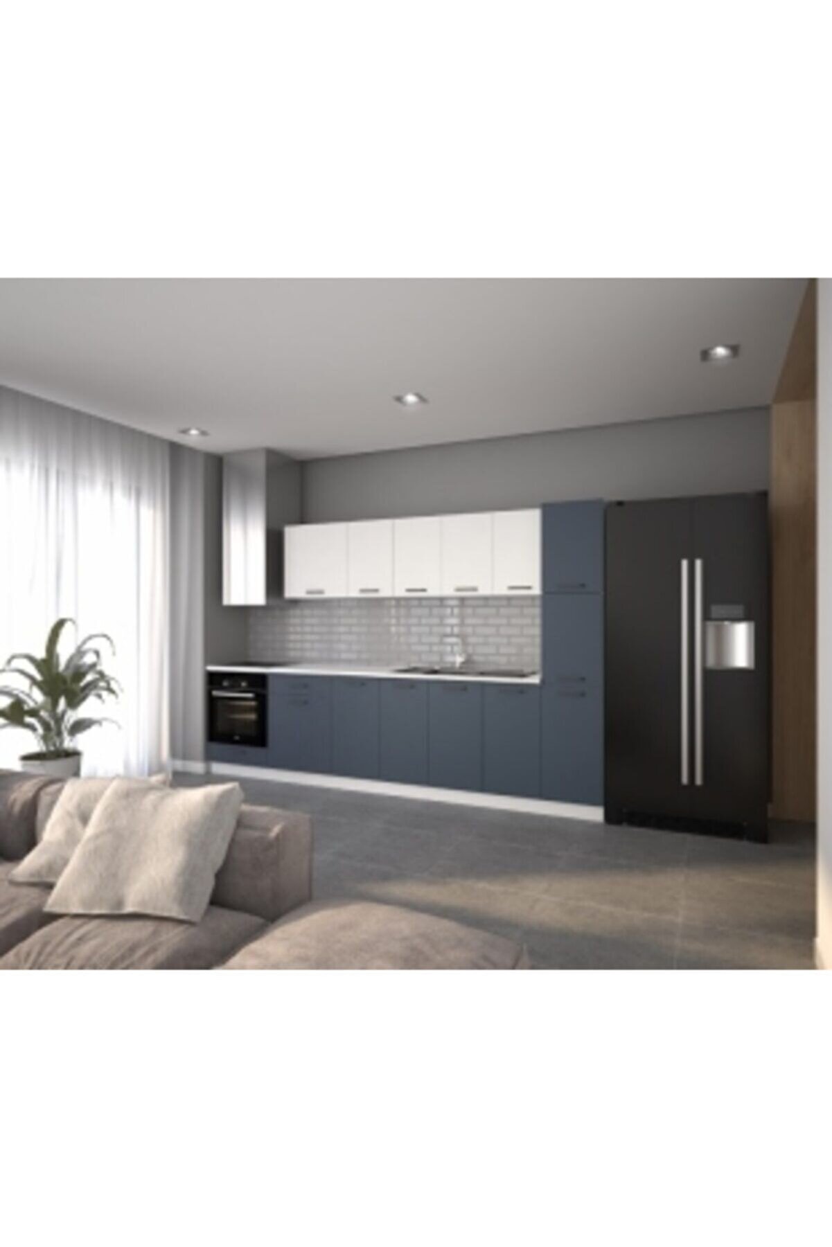 Vi̇sasconcept 320 Cm Vi̇sas Hazır Mutfak Dolabı Ki̇ler Ve Ankastre Mod&uuml;ll&uuml; Beyaz Ve Antrasi̇t(Tezgah Dahi̇l)