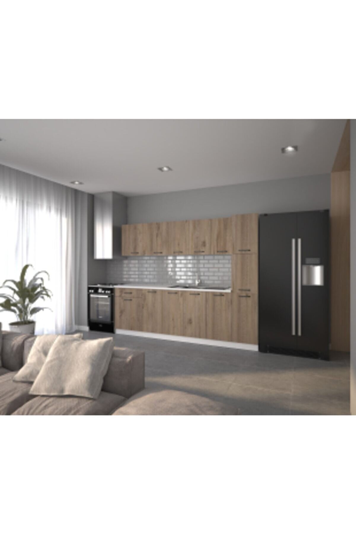 Vi̇sasconcept 260 Cm Nergi̇s Hazır Mutfak Dolabı Beyaz Ve Atlanti̇k &Ccedil;am(Tezgah Dahi̇l)