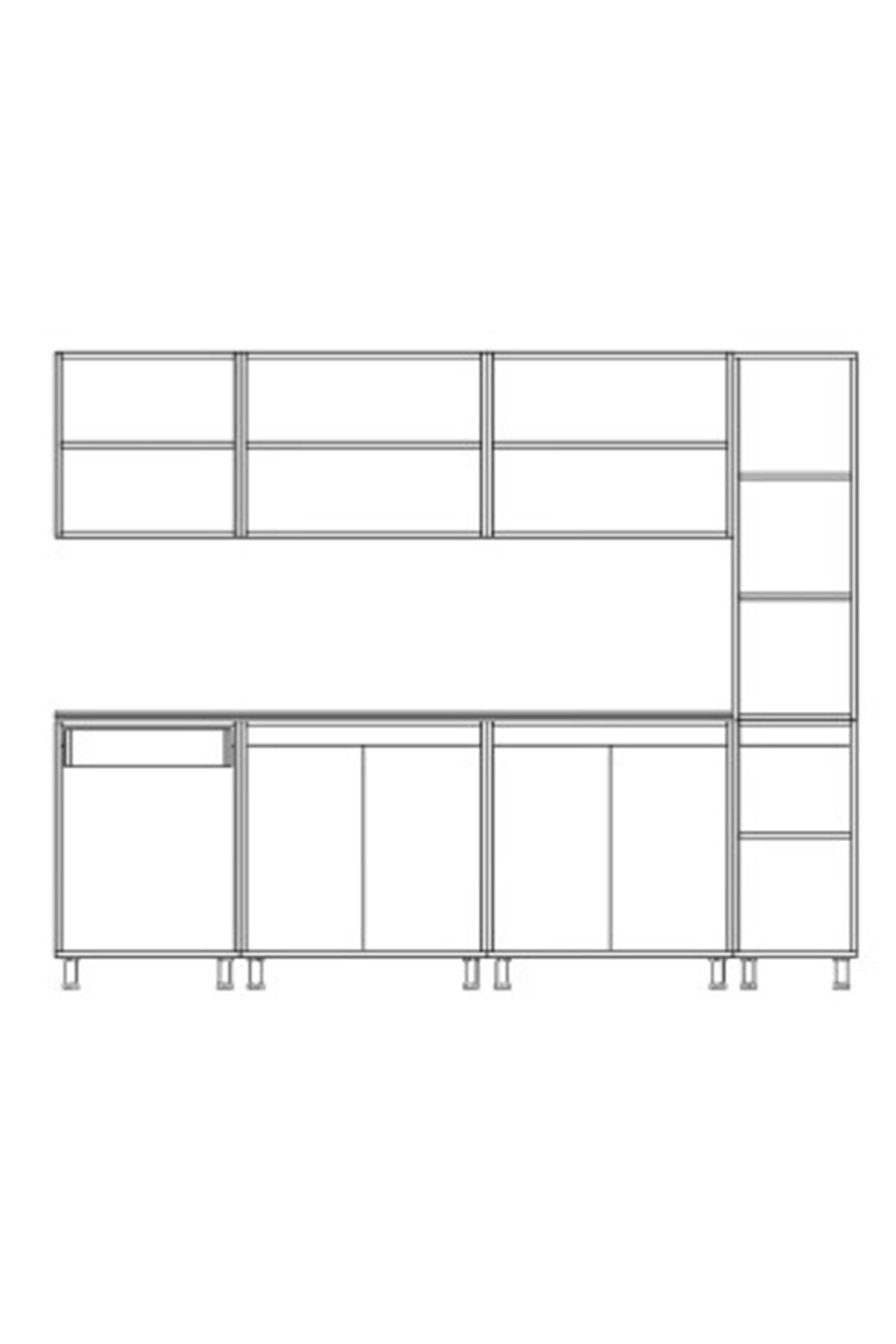 Vi̇sasconcept 260 Cm Nergi̇s Hazır Mutfak Dolabı Beyaz Ve Atlanti̇k &Ccedil;am(Tezgah Dahi̇l)