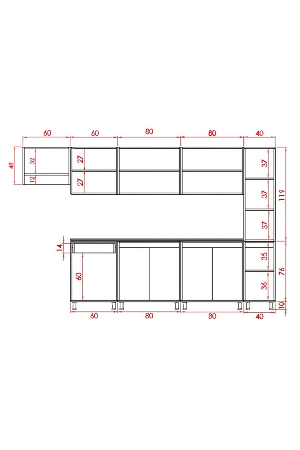 Vi̇sasconcept 320 Cm Bulut Hazır Mutfak Dolabı Ki̇ler Ve Aspi̇rat&ouml;r Mod&uuml;ll&uuml; Beyaz(Tezgah Dahi̇l)