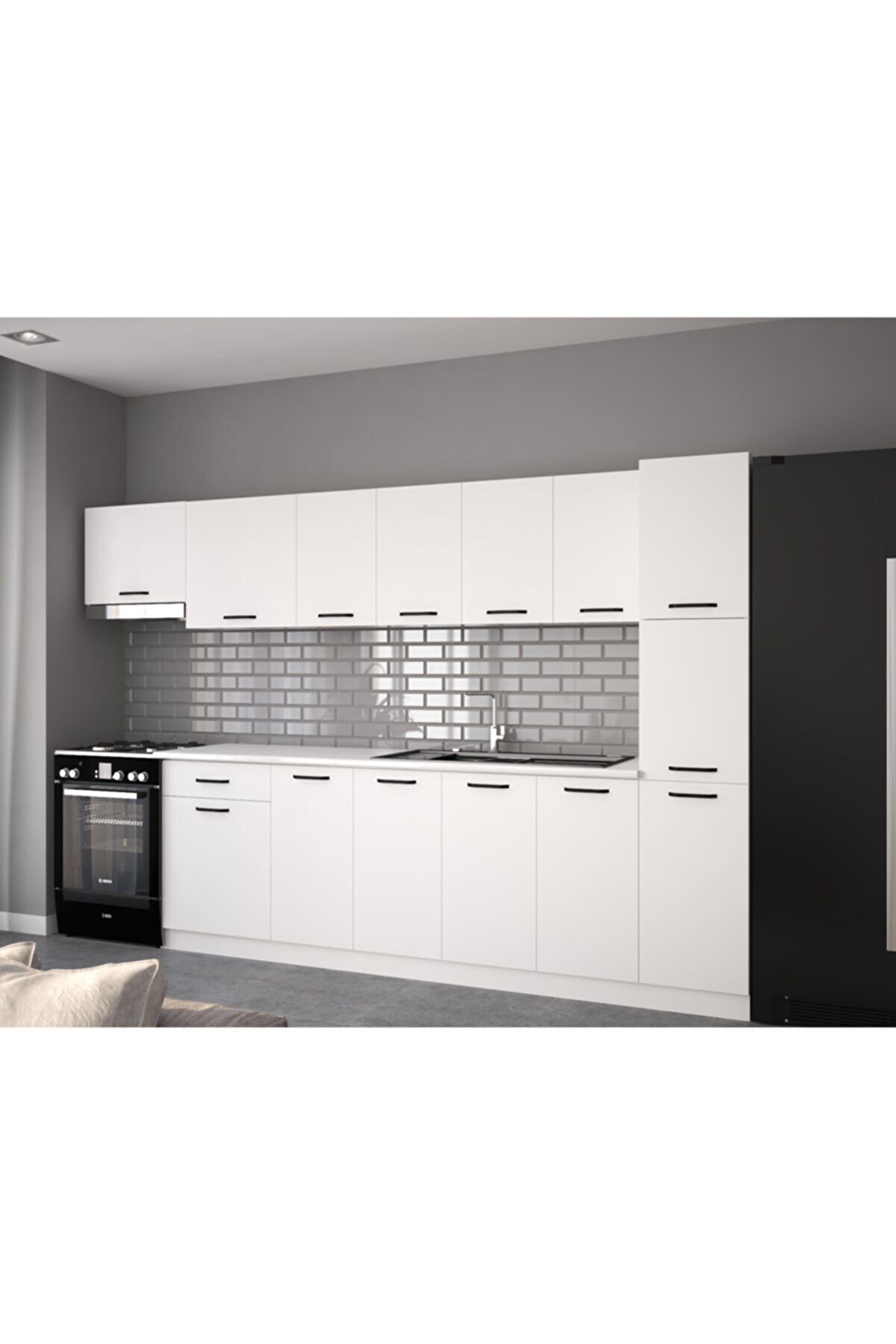 Vi̇sasconcept 320 Cm Bulut Hazır Mutfak Dolabı Ki̇ler Ve Aspi̇rat&ouml;r Mod&uuml;ll&uuml; Beyaz(Tezgah Dahi̇l)