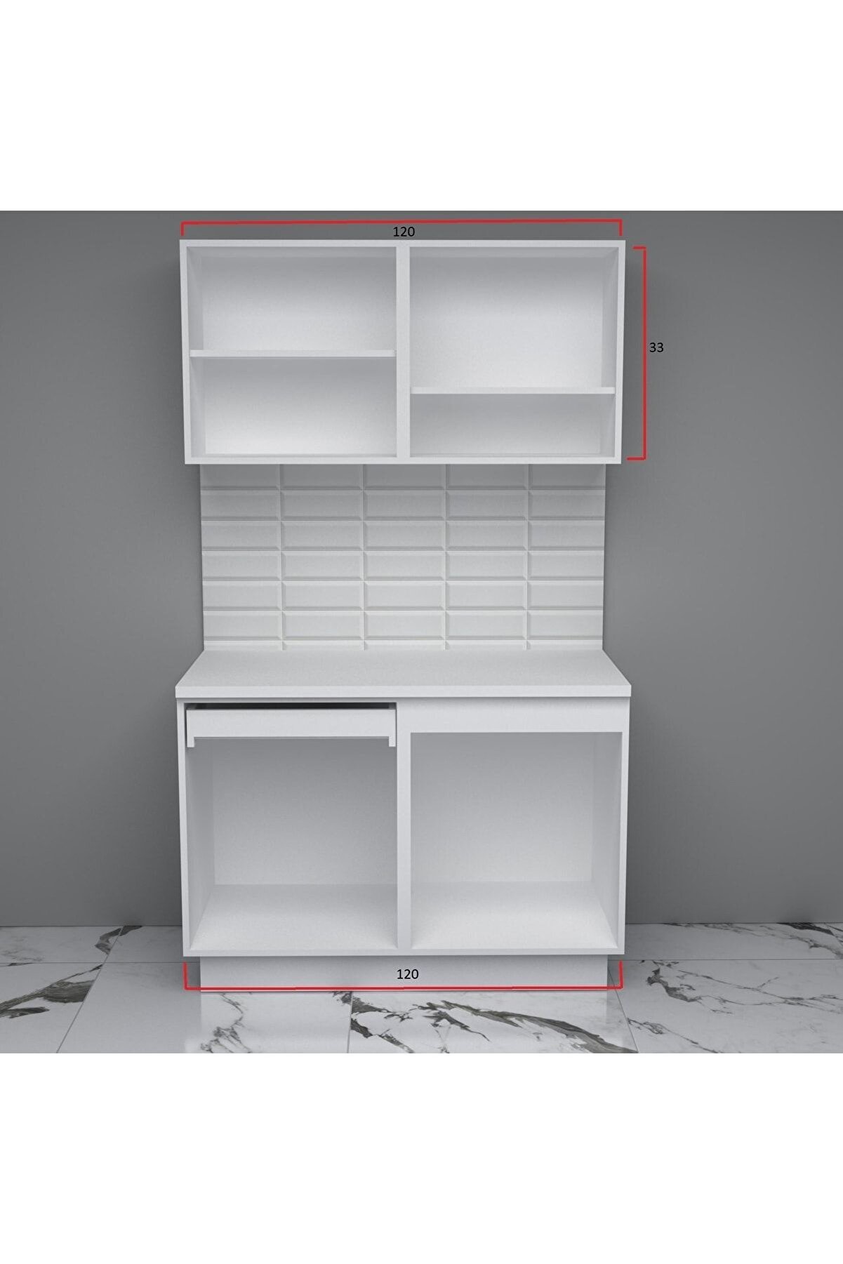 Vi̇sas Concept Mobi̇lya 120 Cm Altın Hazır Mutfak Dolabı (Tezgah Dahi̇l)