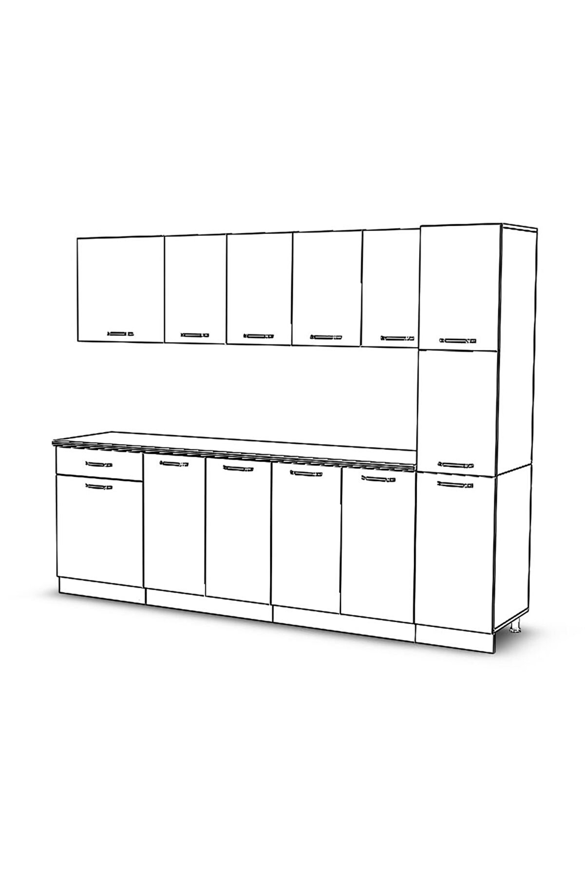 Vi̇sasconcept 260 Cm Kelebek Hazır Mutfak Dolabı Aspi̇rat&ouml;r Mod&uuml;ll&uuml; Parlak Beyaz Ve Cappuccıno(Tezgah Dahi̇l)