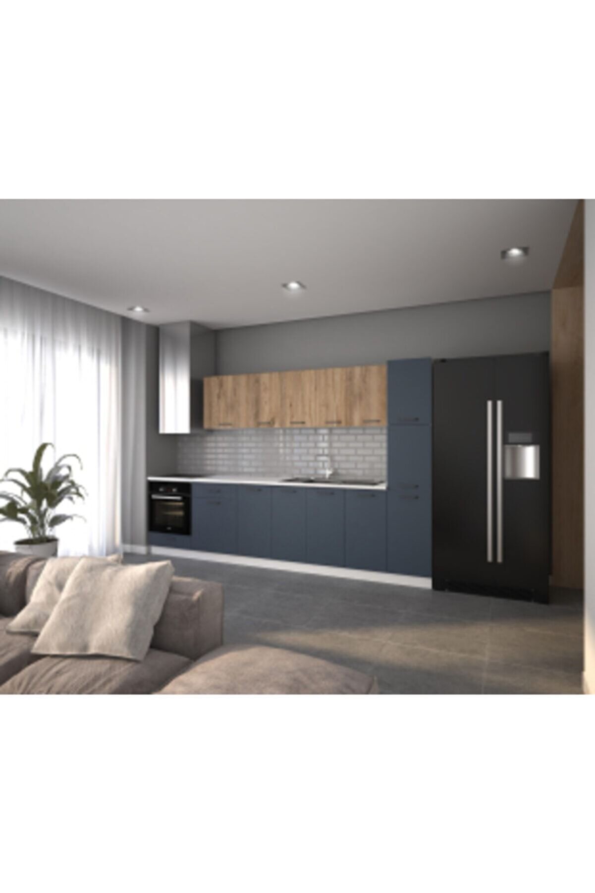 Vi̇sasconcept 320 Cm Ebrar Hazır Mutfak Dolabı Ki̇ler Ve Ankastre Mod&uuml;ll&uuml; Atlanti̇k &Ccedil;am Ve Antrasi̇t(Tezgah Dahi̇l)