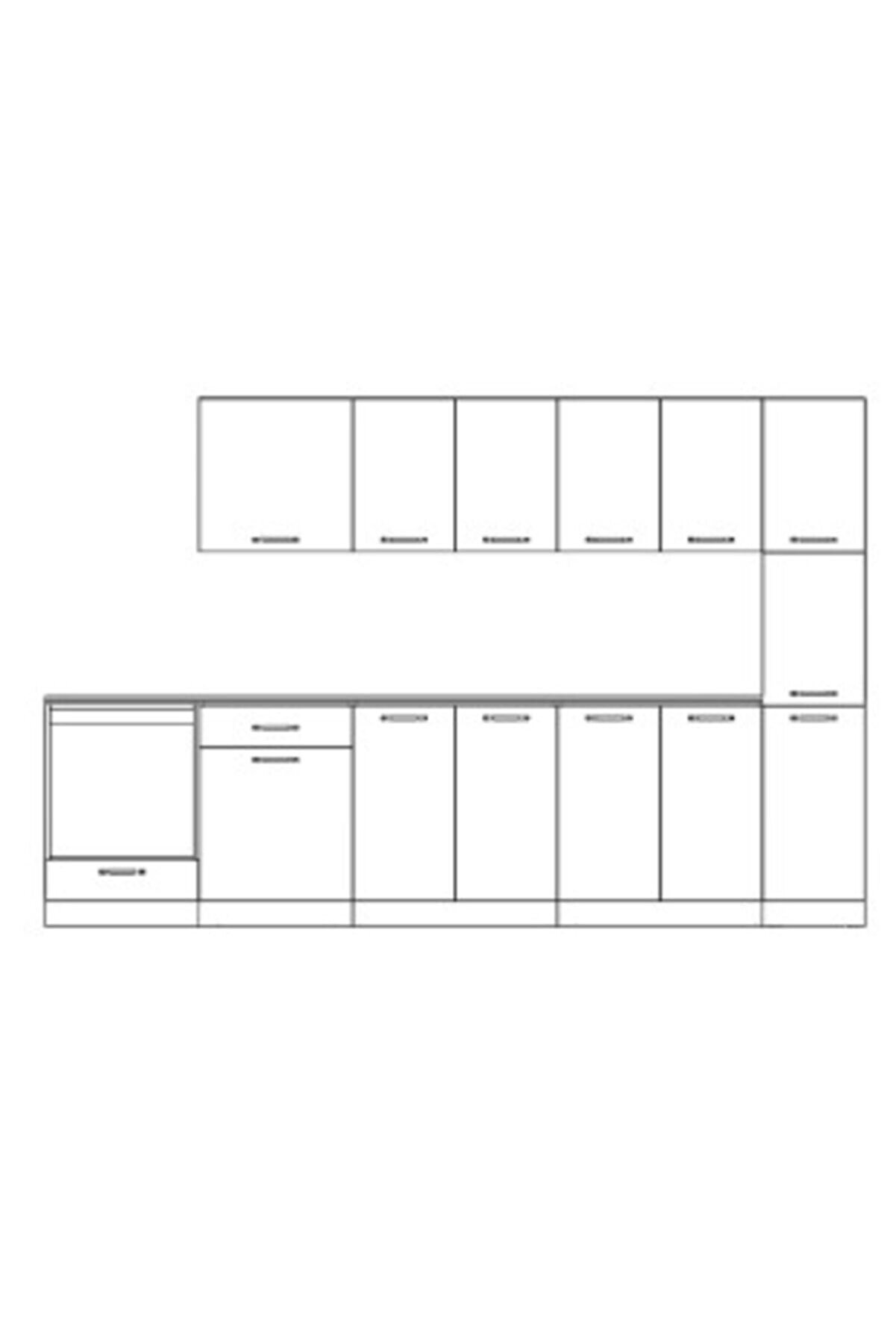 Vi̇sasconcept 320 Cm Ebrar Hazır Mutfak Dolabı Ki̇ler Ve Ankastre Mod&uuml;ll&uuml; Atlanti̇k &Ccedil;am Ve Antrasi̇t(Tezgah Dahi̇l)