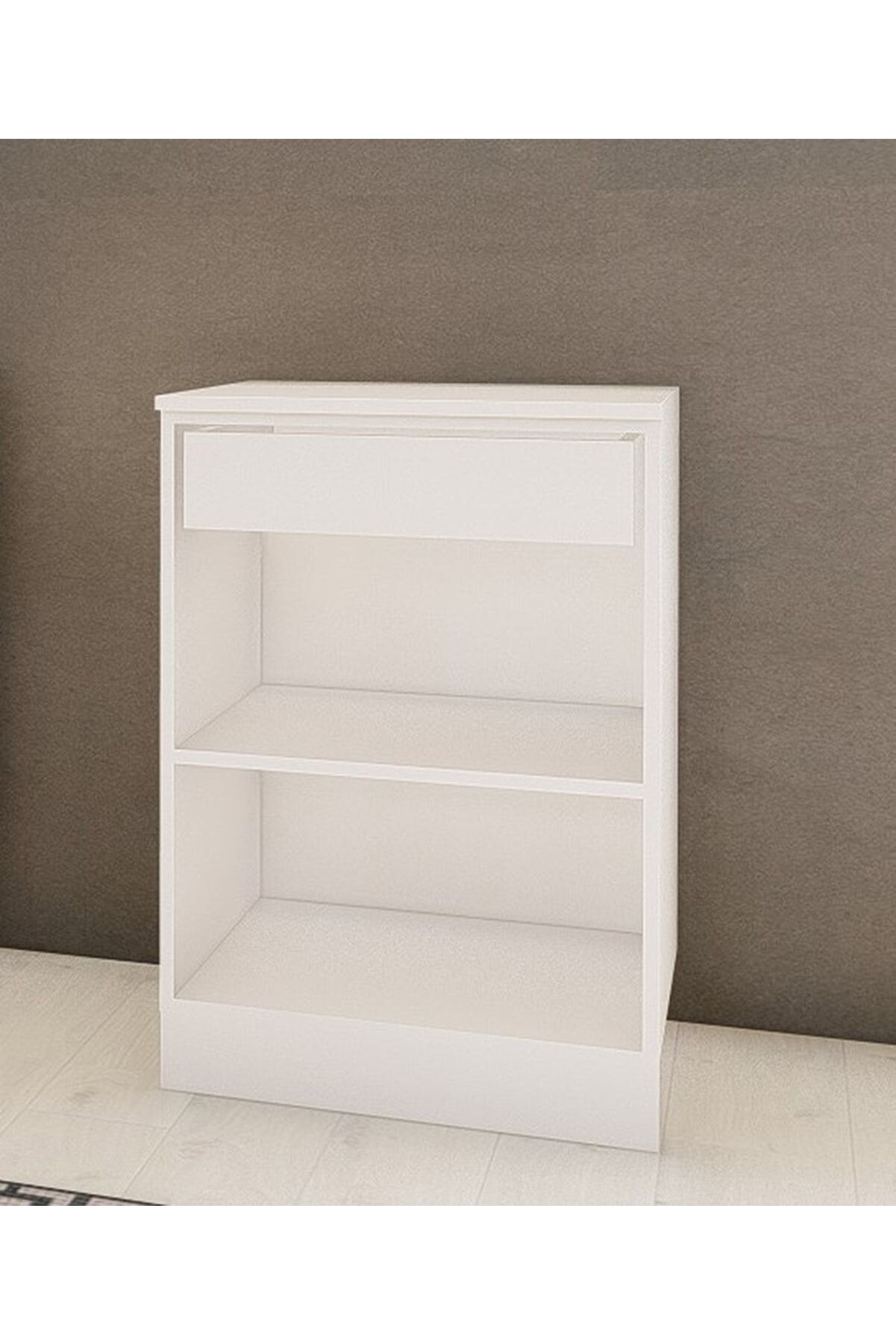 Vi̇sasconcept 60 Cm Tek &Ccedil;ekmeceli̇ Mutfak Alt Mod&uuml;l&uuml; Beyaz &Uuml;st Panel Dahi̇l