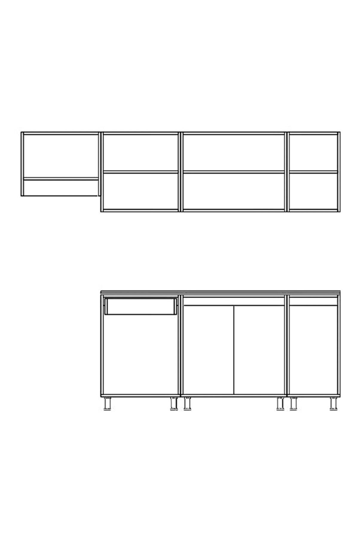 Vi̇sasconcept 240 Cm Buğra Hazır Mutfak Dolabı Parlak Hıgh-Gloss Beyaz Ve M&uuml;rd&uuml;m(Tezgah Dahi̇l)