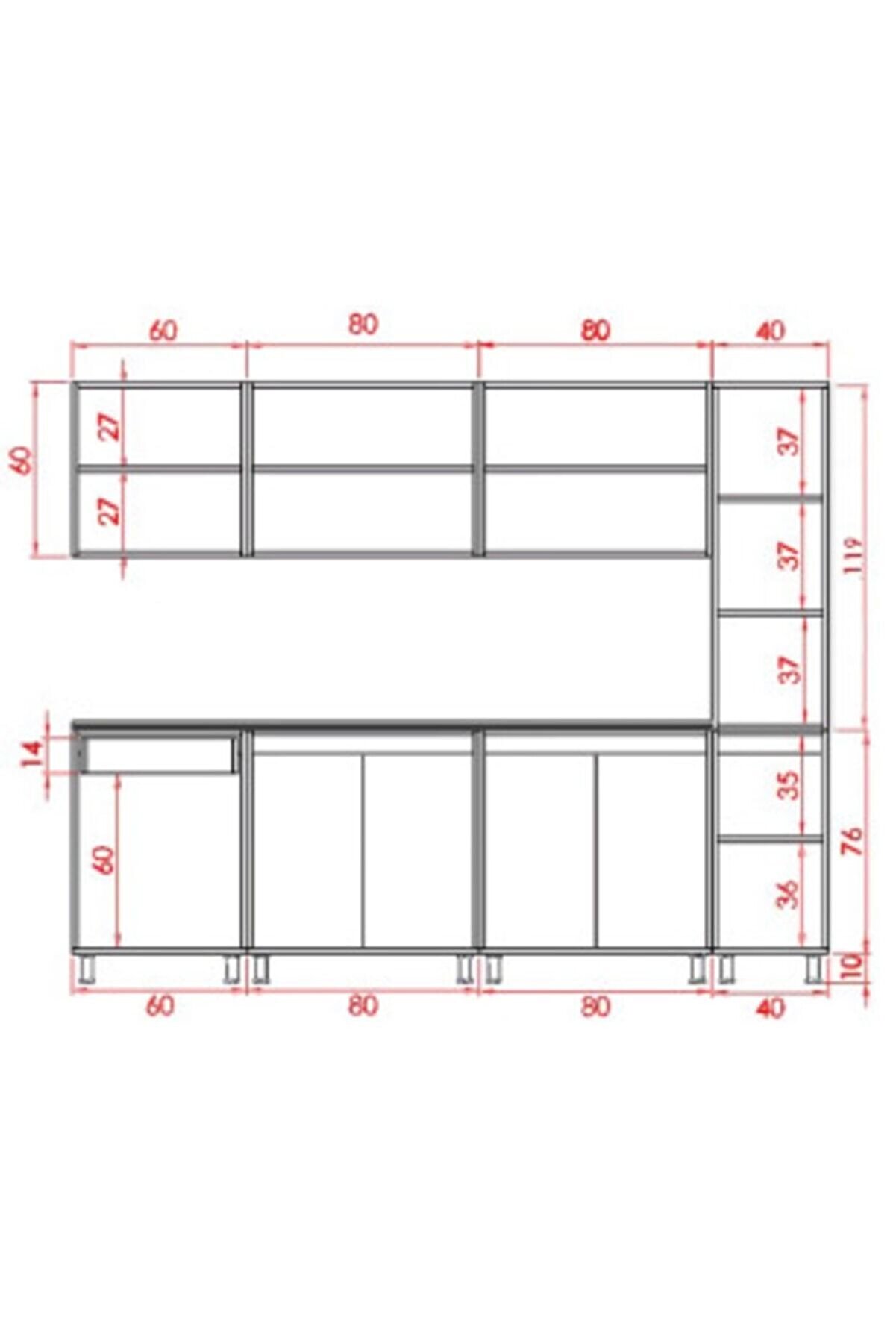Vi̇sasconcept 260 Cm Nergi̇s Hazır Mutfak Dolabı Beyaz Ve Atlanti̇k &Ccedil;am(Tezgah Dahi̇l)
