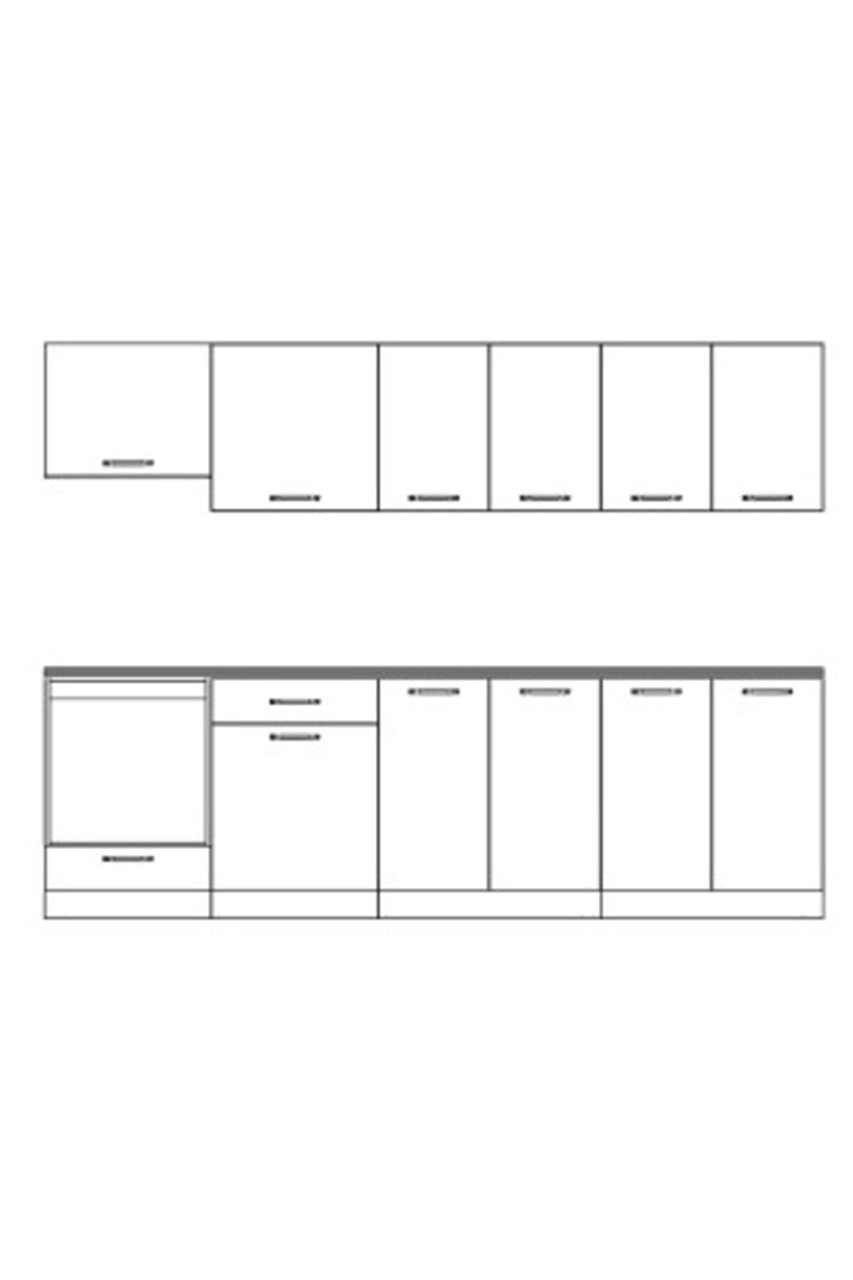 Vi̇sasconcept 280Cm Alya Hazır Mutfak Dolabı Ankastre Ve Aspi̇rat&ouml;r Mod&uuml;ll&uuml; Atlanti̇k &Ccedil;am Ve Antrasi̇t(Tezgah Dahi̇l)