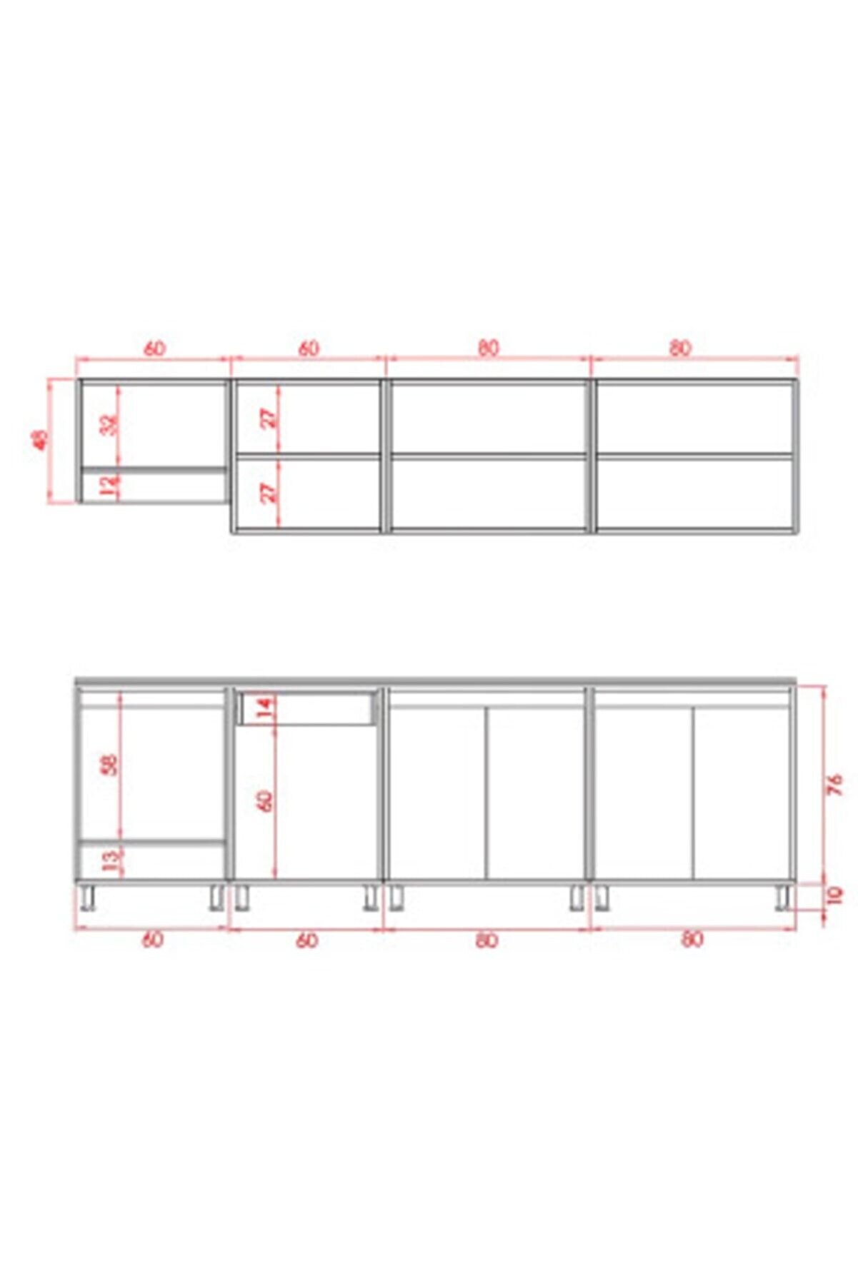 Vi̇sasconcept 280Cm Alya Hazır Mutfak Dolabı Ankastre Ve Aspi̇rat&ouml;r Mod&uuml;ll&uuml; Atlanti̇k &Ccedil;am Ve Antrasi̇t(Tezgah Dahi̇l)
