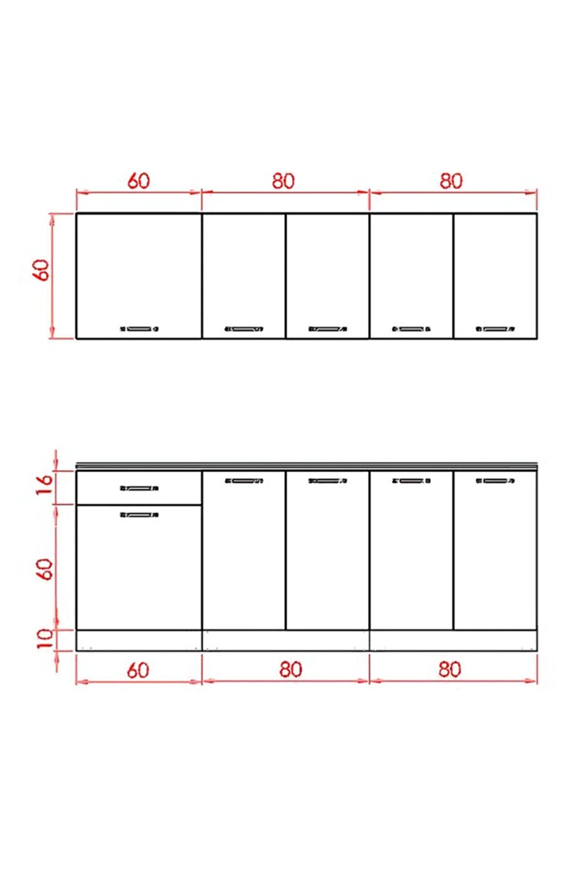Vi̇sasconcept 220 Cm Kuzey Hazır Mutfak Dolabı Beyaz(Tezgah Dahi̇l)