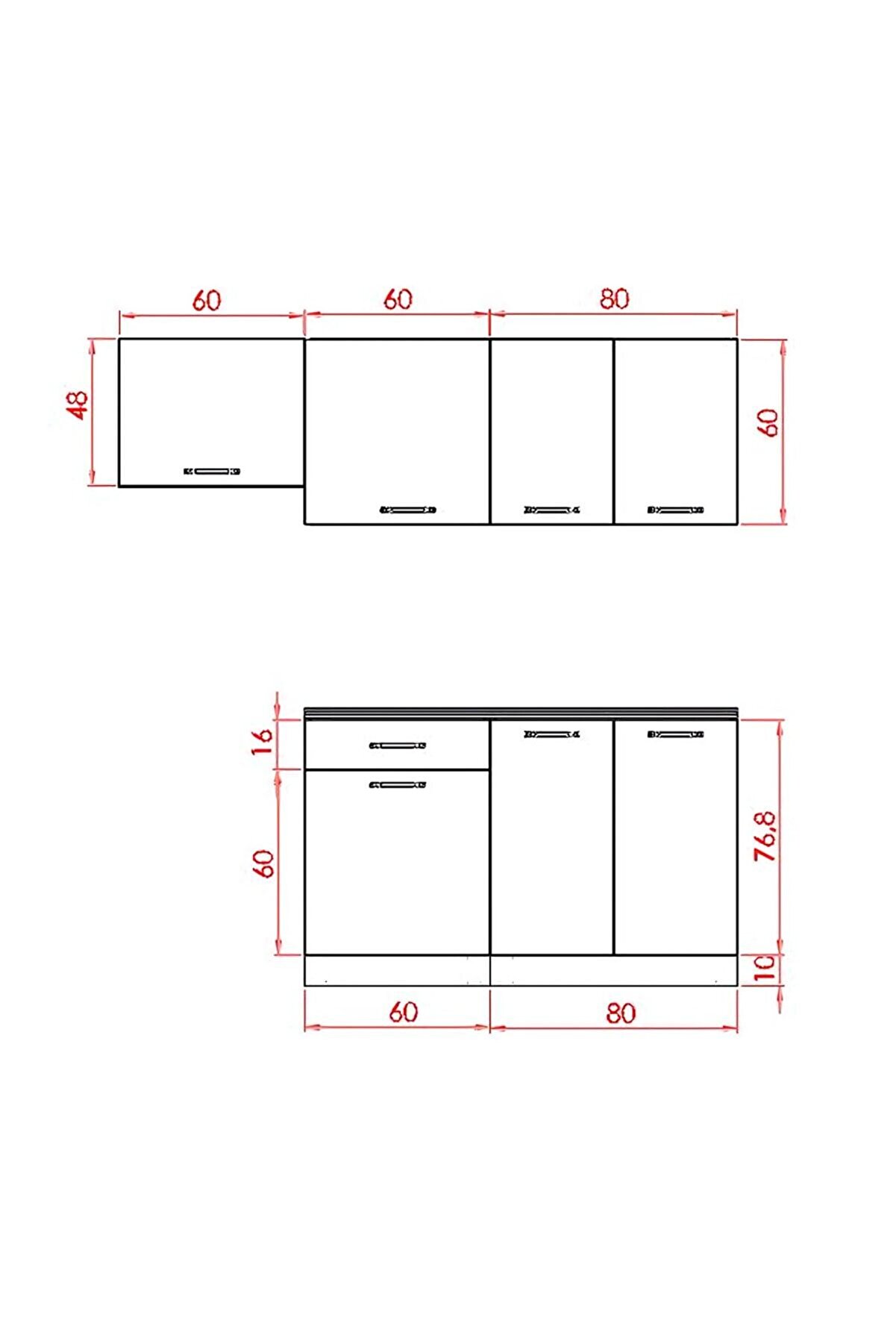 Vi̇sasconcept 200 Cm Damla Hazır Mutfak Dolabı Aspi̇rat&ouml;r Mod&uuml;ll&uuml; Antrasi̇t Ve Atlanti̇k &Ccedil;am (Tezgah Dahi̇l)