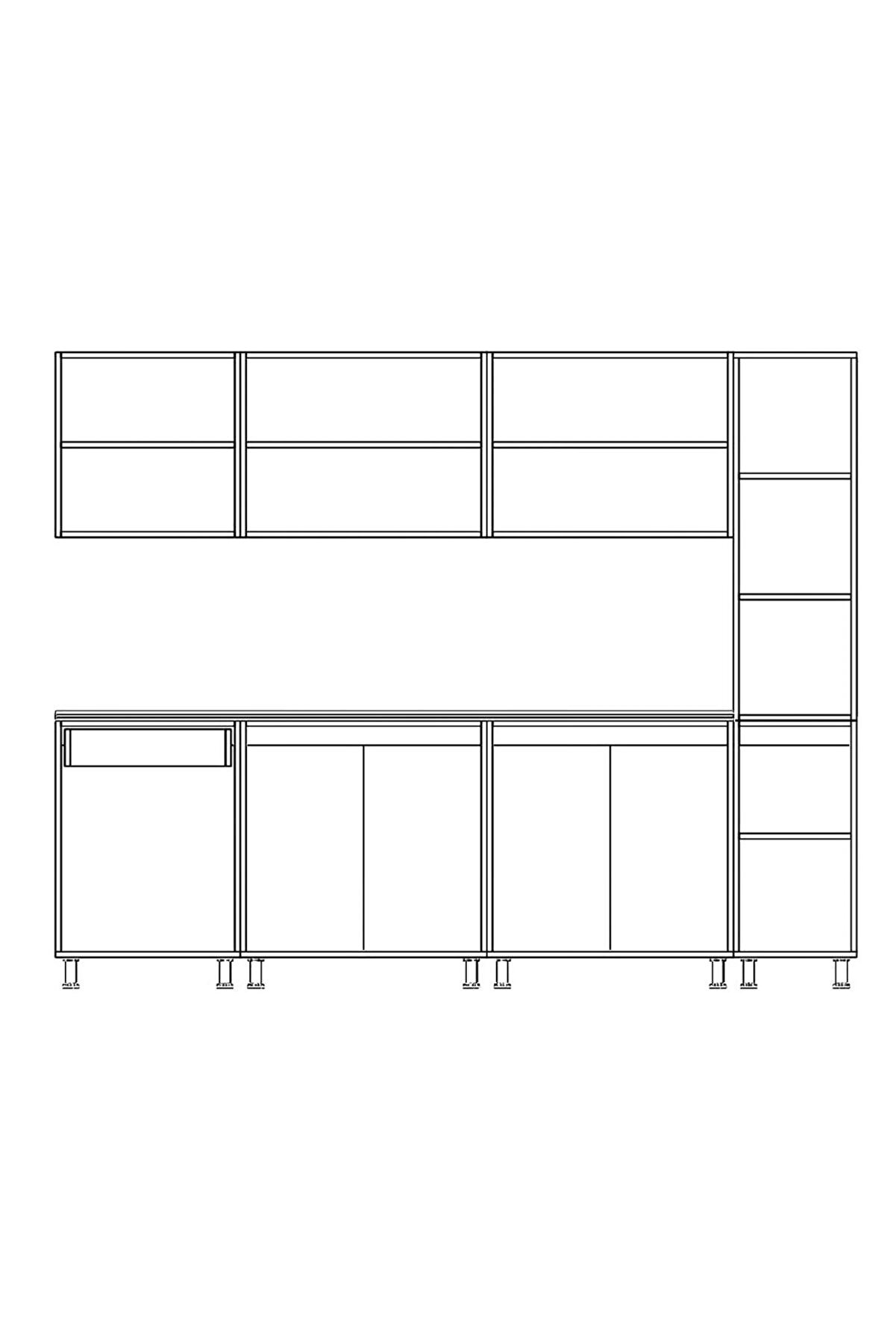 Vi̇sasconcept 260 Cm G&uuml;lbahar Hazır Mutfak Dolabı Aspi̇rat&ouml;r Mod&uuml;ll&uuml; Parlak Beyaz Ve M&uuml;rd&uuml;m(Tezgah Dahi̇l)