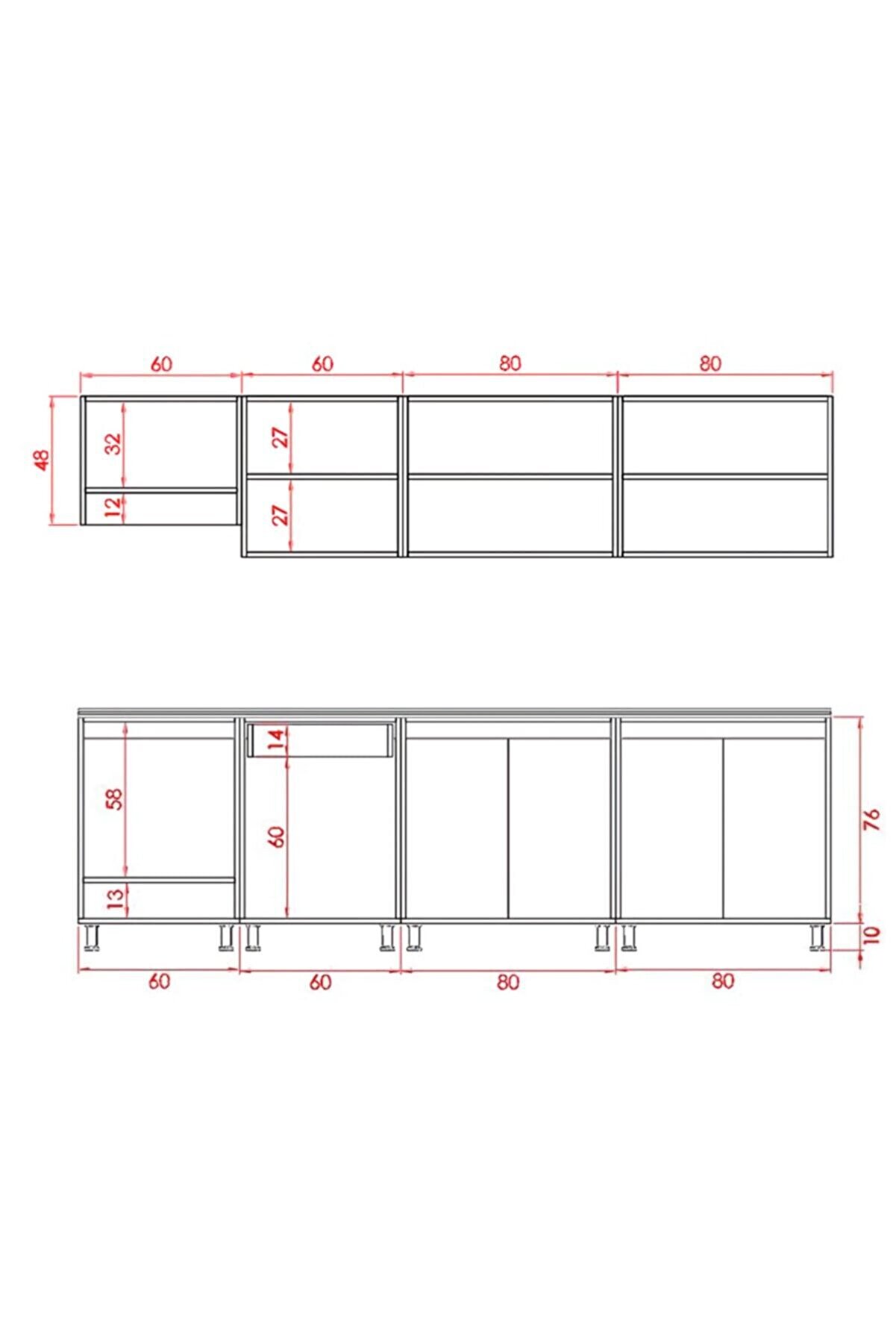 Vi̇sasconcept 280 Cm Yıldız Hazır Mutfak Dolabı Ankastre Ve Aspi̇rat&ouml;r Mod&uuml;ll&uuml; Beyaz Ve Atlanti̇k &Ccedil;am(Tezgah Dahi̇l)