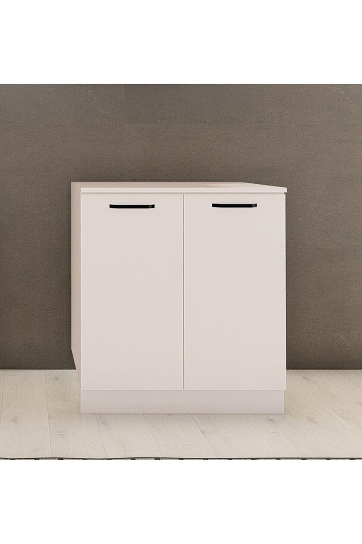 Vi̇sasconcept 80 Cm &Ccedil;ok Ama&ccedil;lı Raflı Mutfak Alt Dolabı Beyaz - &Uuml;st Panel Dahi̇l