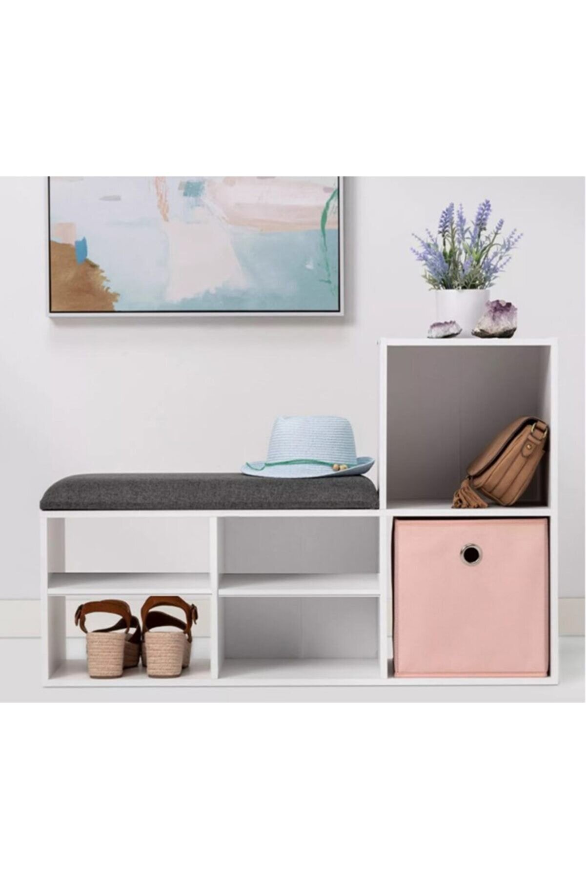 Vi̇sasconcept Pati̇ Oturaklı Bank Ayakkabılık 6 Raflı Beyaz