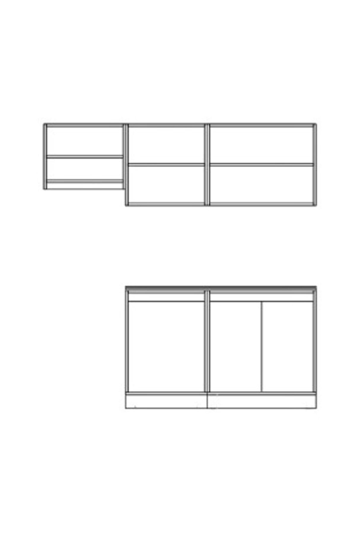 Vi̇sasconcept 200 Cm Pınar Hazır Mutfak Dolabı Beyaz Ve Antrasi̇t (Tezgah Dahi̇l)