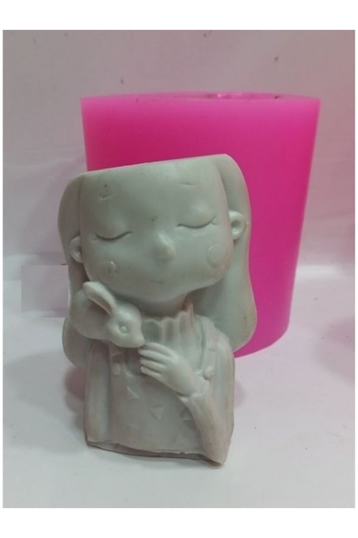 Kalıpcınızburada Tavşanlı Kız Saksı Si̇li̇kon Kalıp