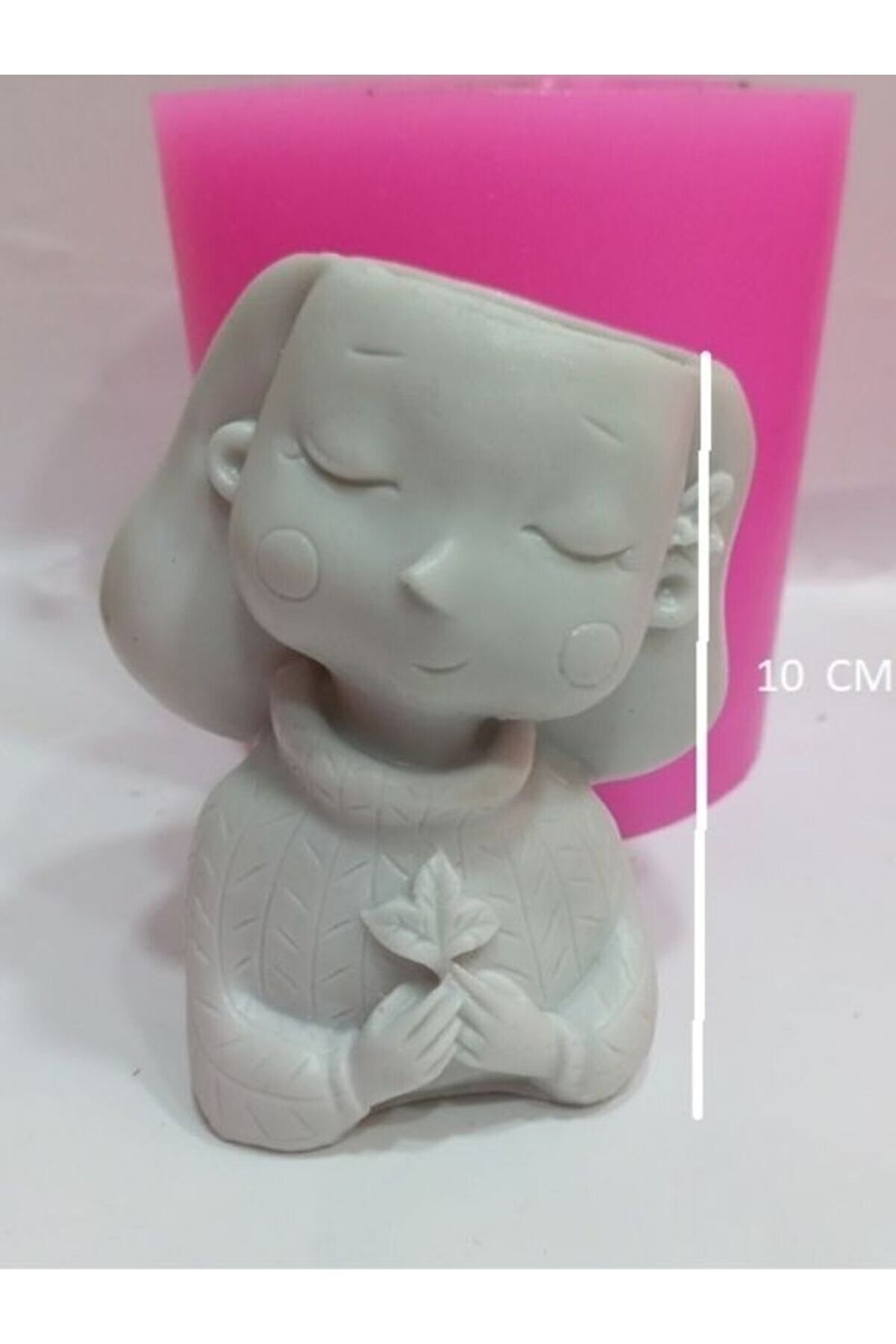 Kalıpcınızburada Yapraklı Kız Saksı Si̇li̇kon Kalıp