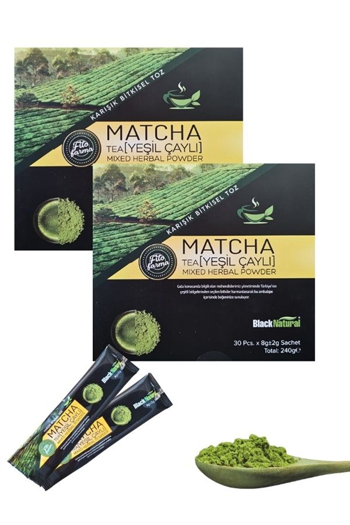 aleyna baharat Black Natural Maça Karışık Toz Bitki Çayı 240 G 2 ADET Macha