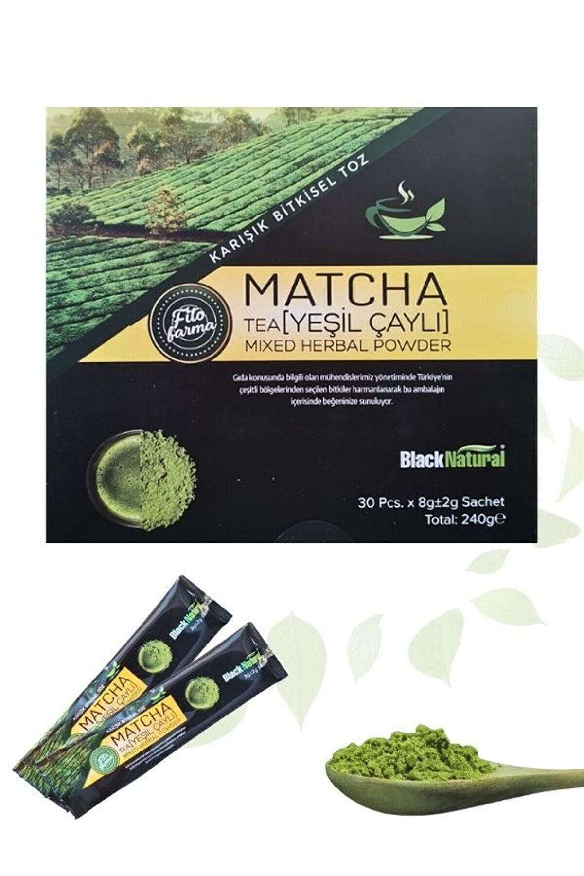 aleyna baharat Black Natural Matcha Karışık Toz Bitki Çayı 240 G Macha