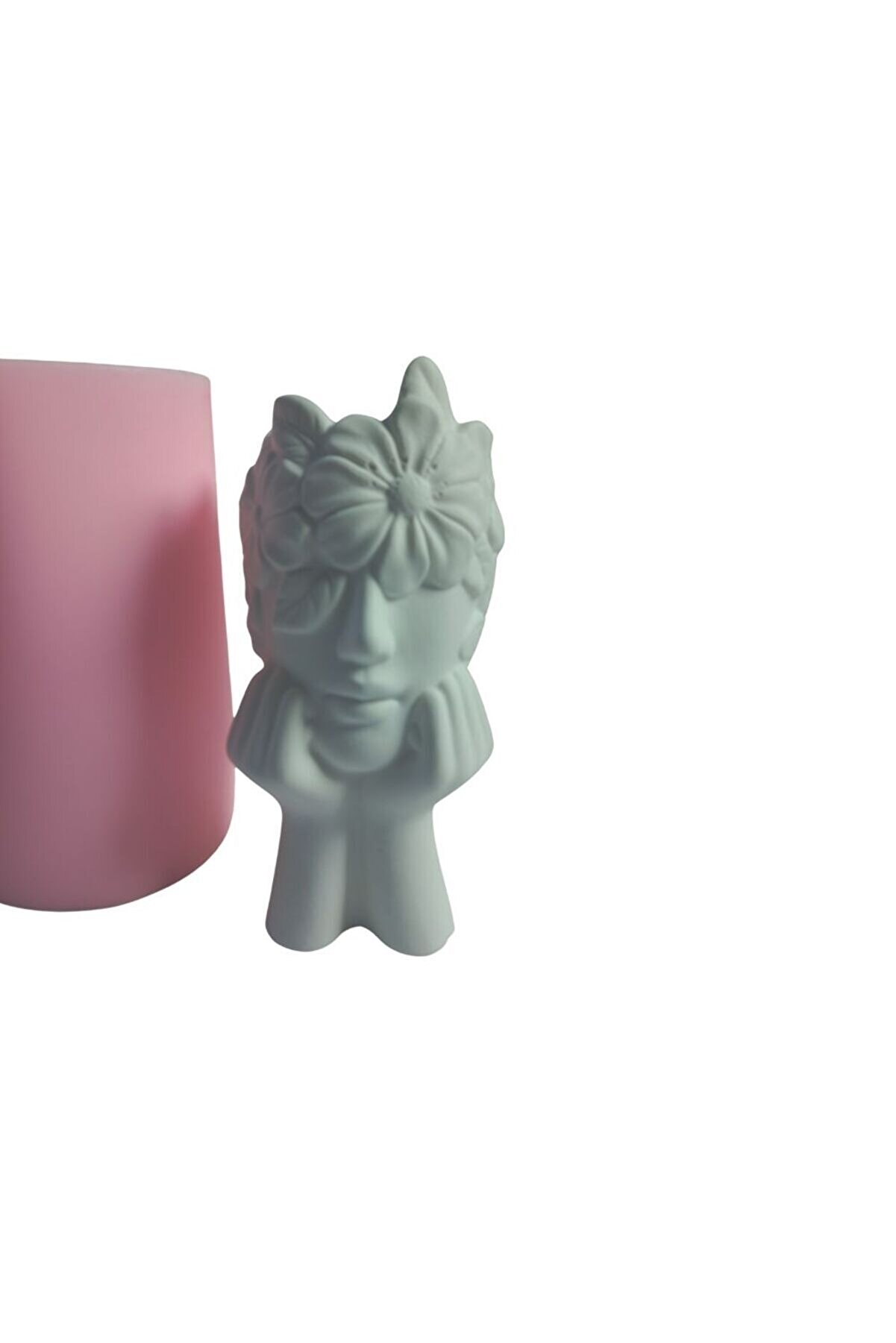 Kalıpcınızburada Çi̇çekli̇ Kadın Saksı Si̇li̇kon Kalıp