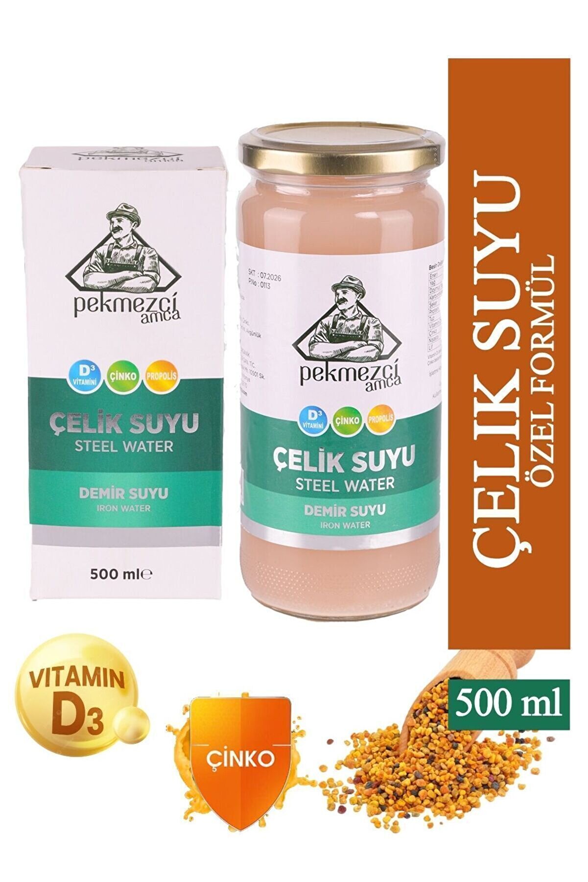Çeli̇k Suyu (D3 Vi̇tami̇ni̇ Çi̇nko Propoli̇s İlaveli̇) 500 Ml