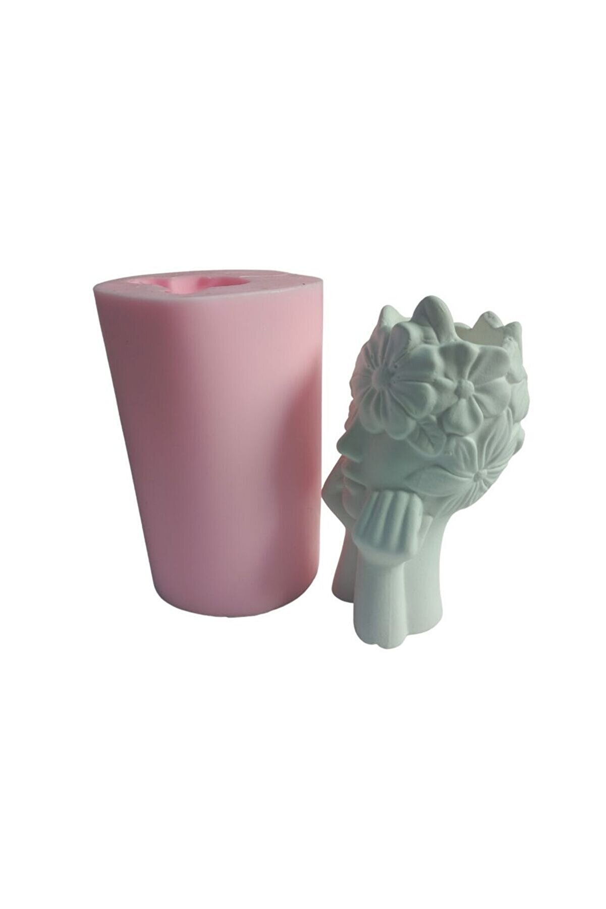 Kalıpcınızburada Çi̇çekli̇ Kadın Saksı Si̇li̇kon Kalıp