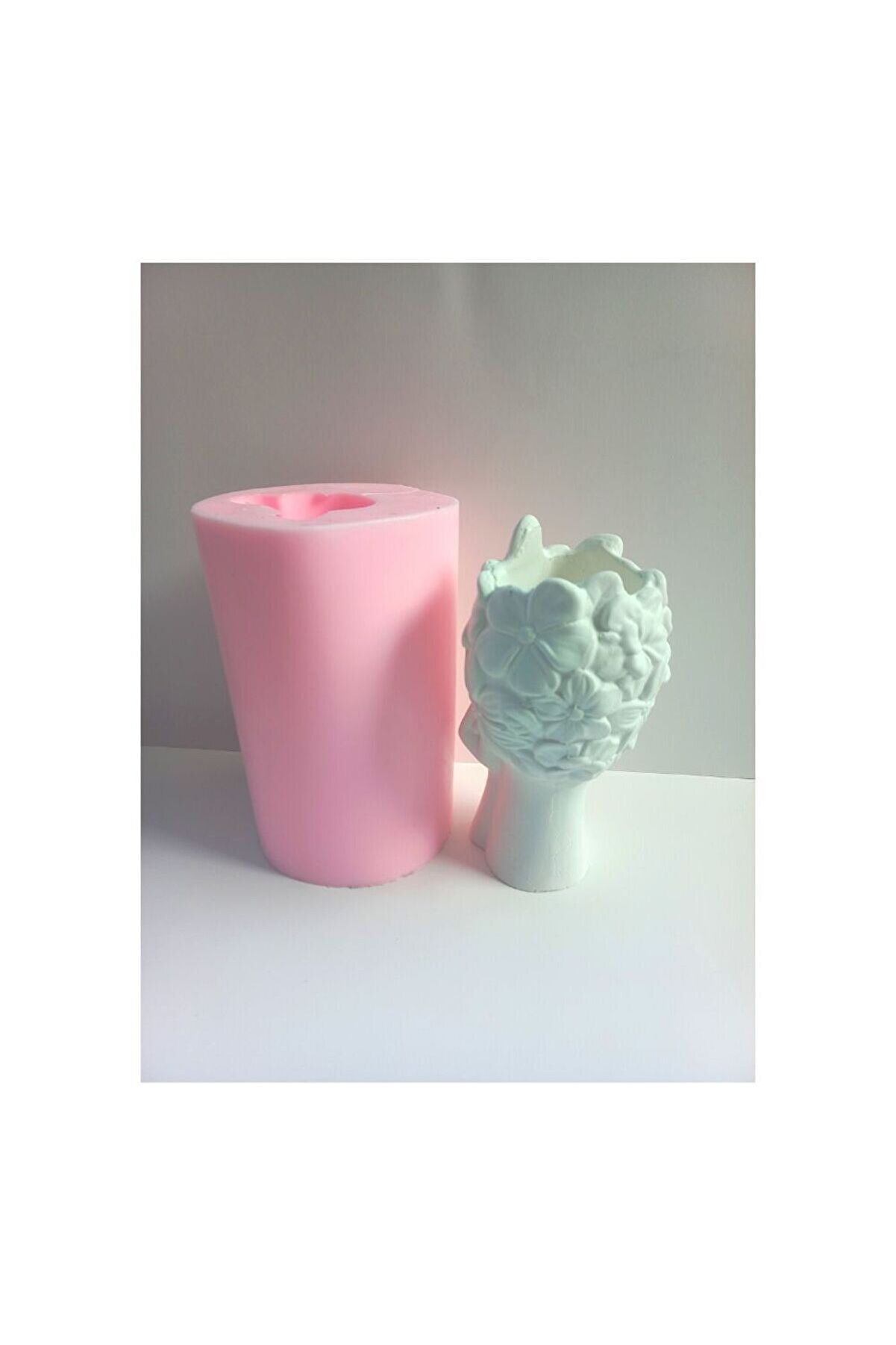 Kalıpcınızburada Çi̇çekli̇ Kadın Saksı Si̇li̇kon Kalıp