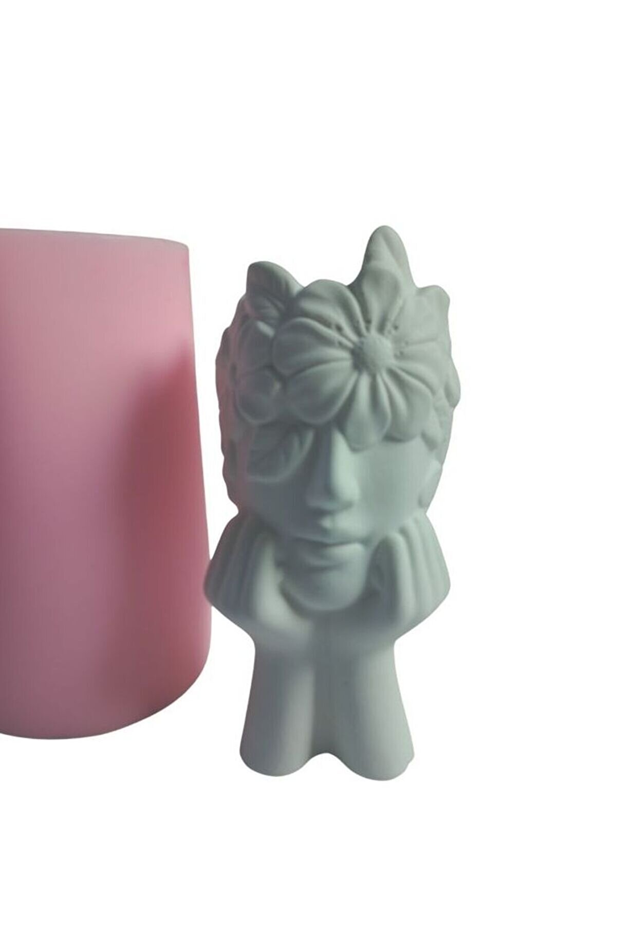 Kalıpcınızburada Çi̇çekli̇ Kadın Saksı Si̇li̇kon Kalıp